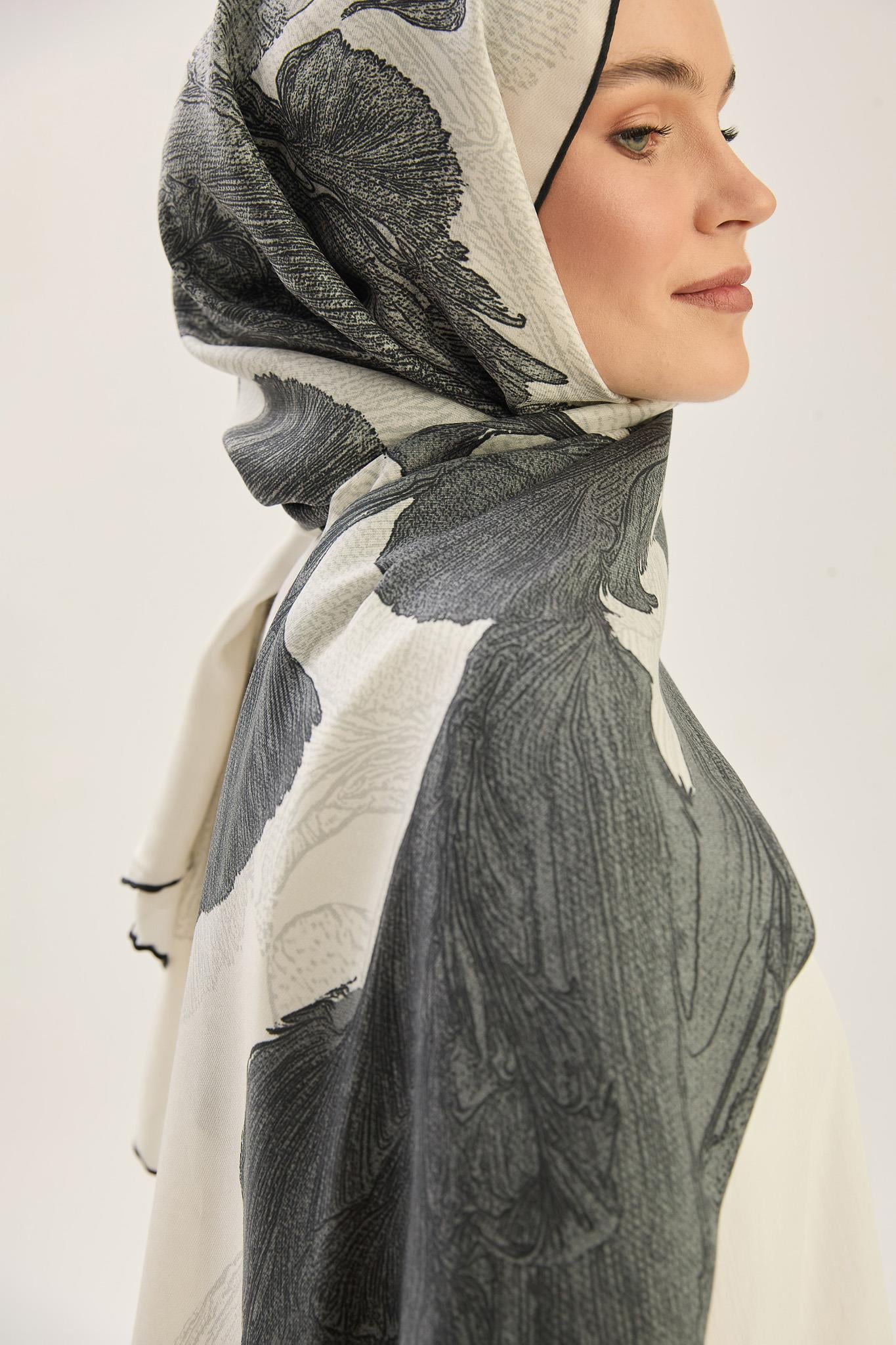 REŞHA PAMUK İPEK ŞAL 70*190 CM - EKRU