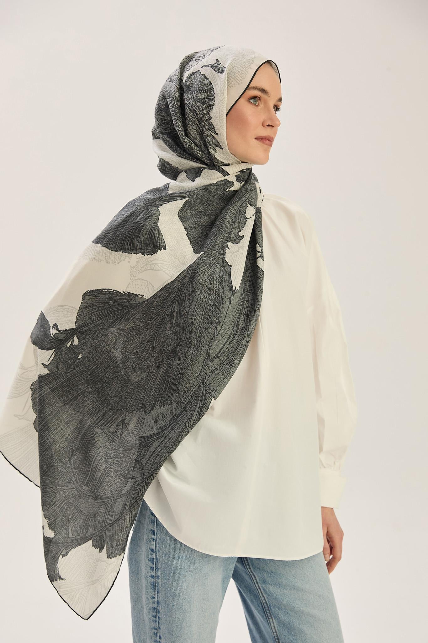 REŞHA PAMUK İPEK ŞAL 70*190 CM - EKRU