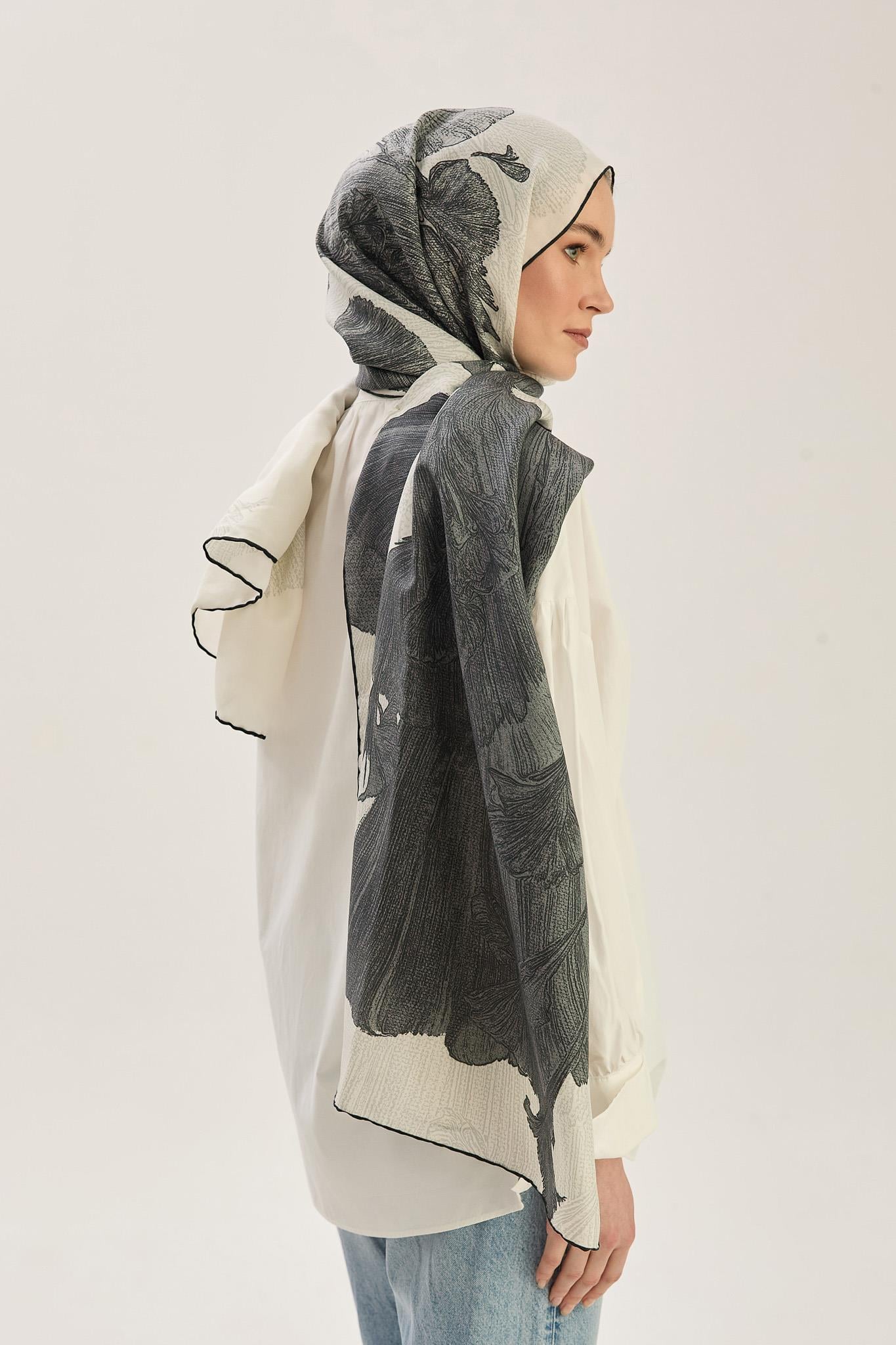 REŞHA PAMUK İPEK ŞAL 70*190 CM - EKRU