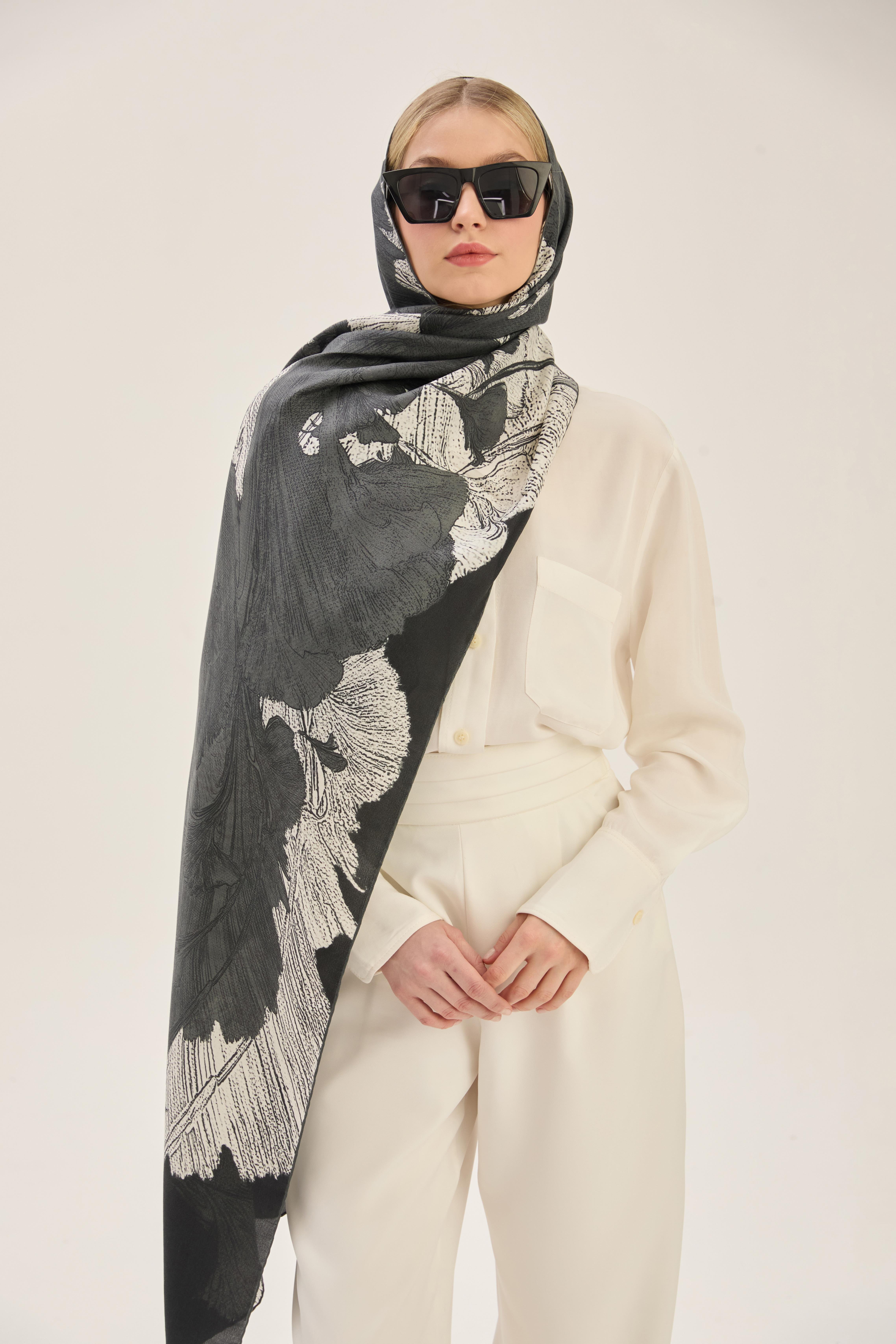 REŞHA PAMUK İPEK ŞAL 70*190 CM - SİYAH