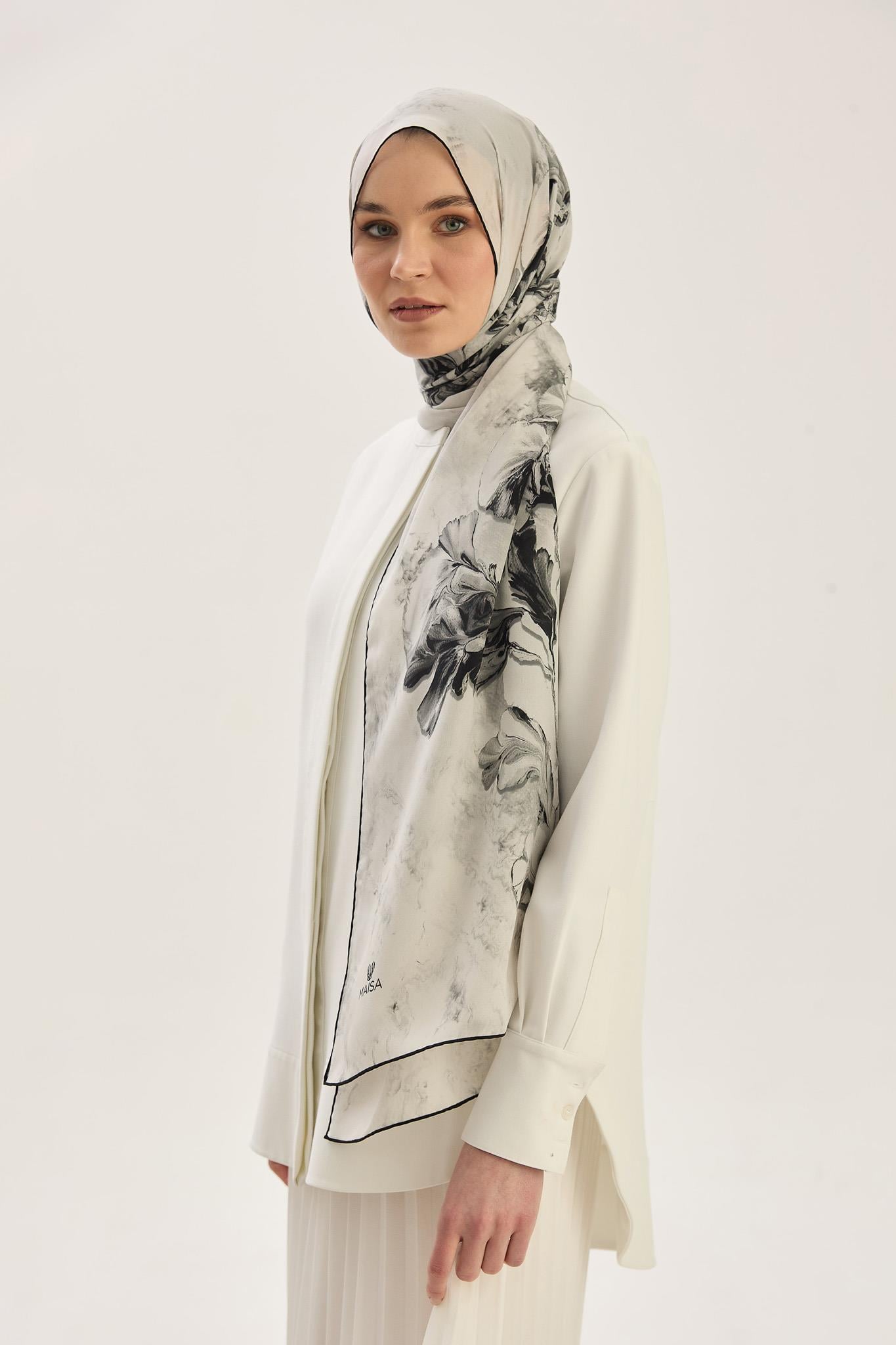 REYYA KREP İPEK ŞAL 70*190 CM - SİYAH