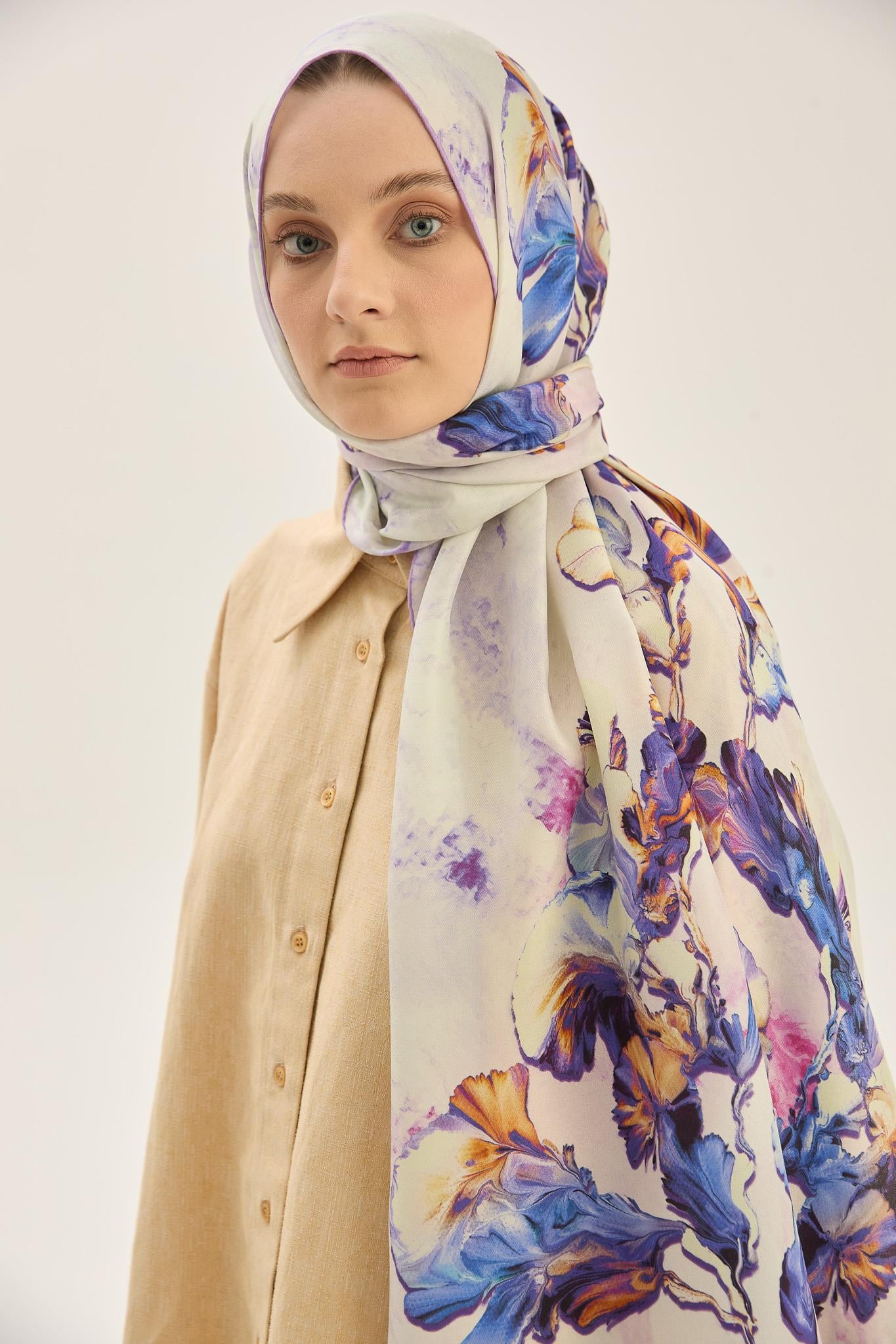 REYYA PAMUK İPEK ŞAL 70*190 CM - LİLA