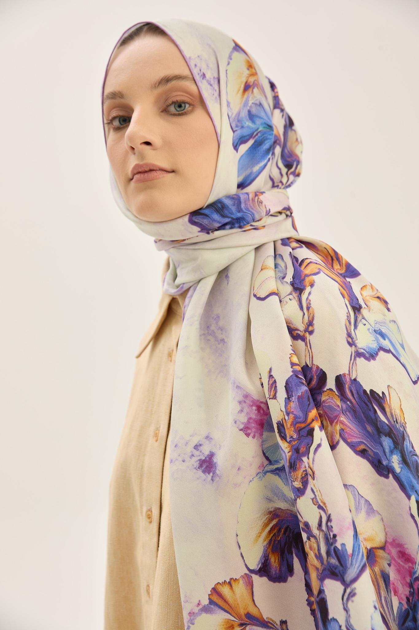 REYYA PAMUK İPEK ŞAL 70*190 CM - LİLA