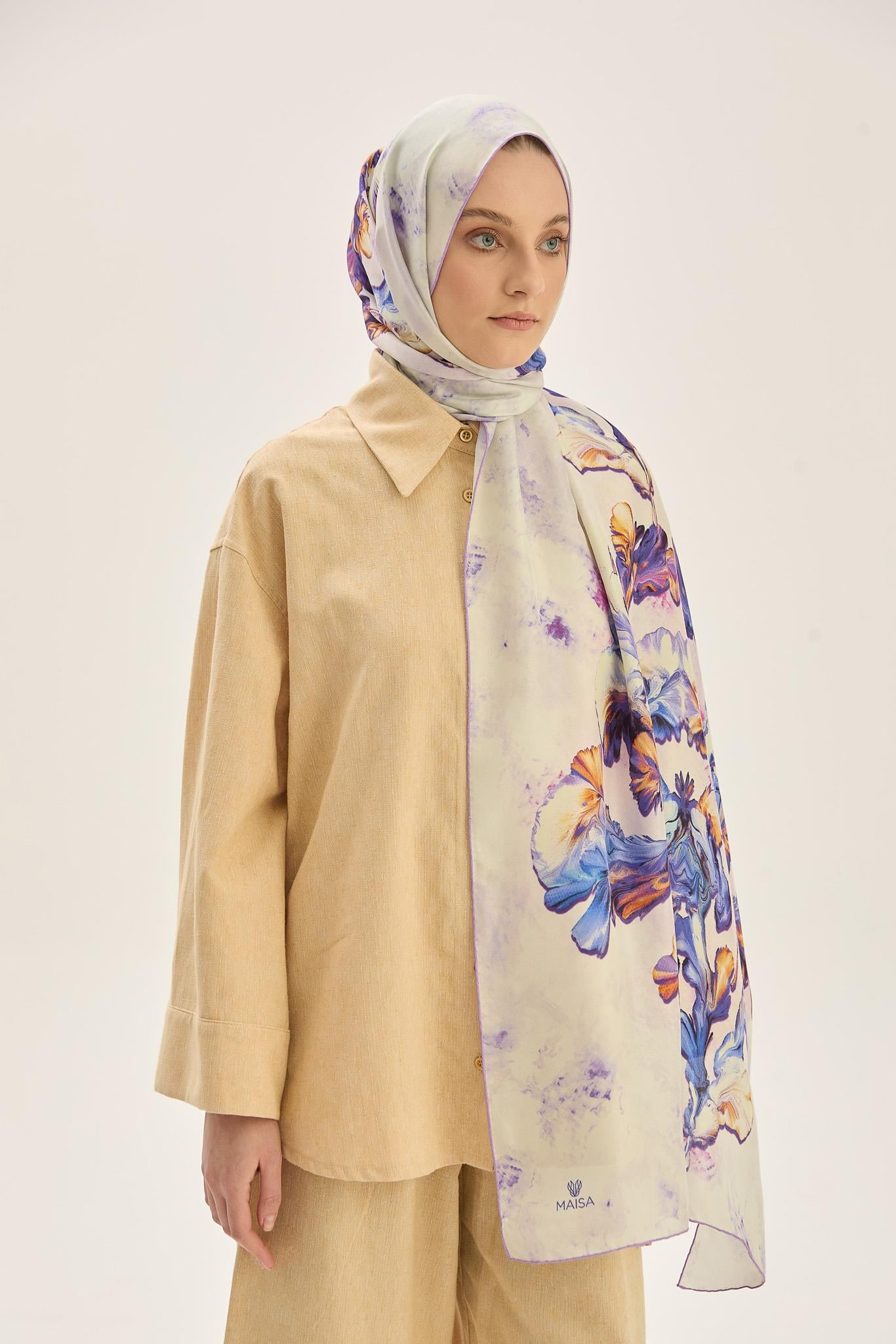 REYYA PAMUK İPEK ŞAL 70*190 CM - LİLA