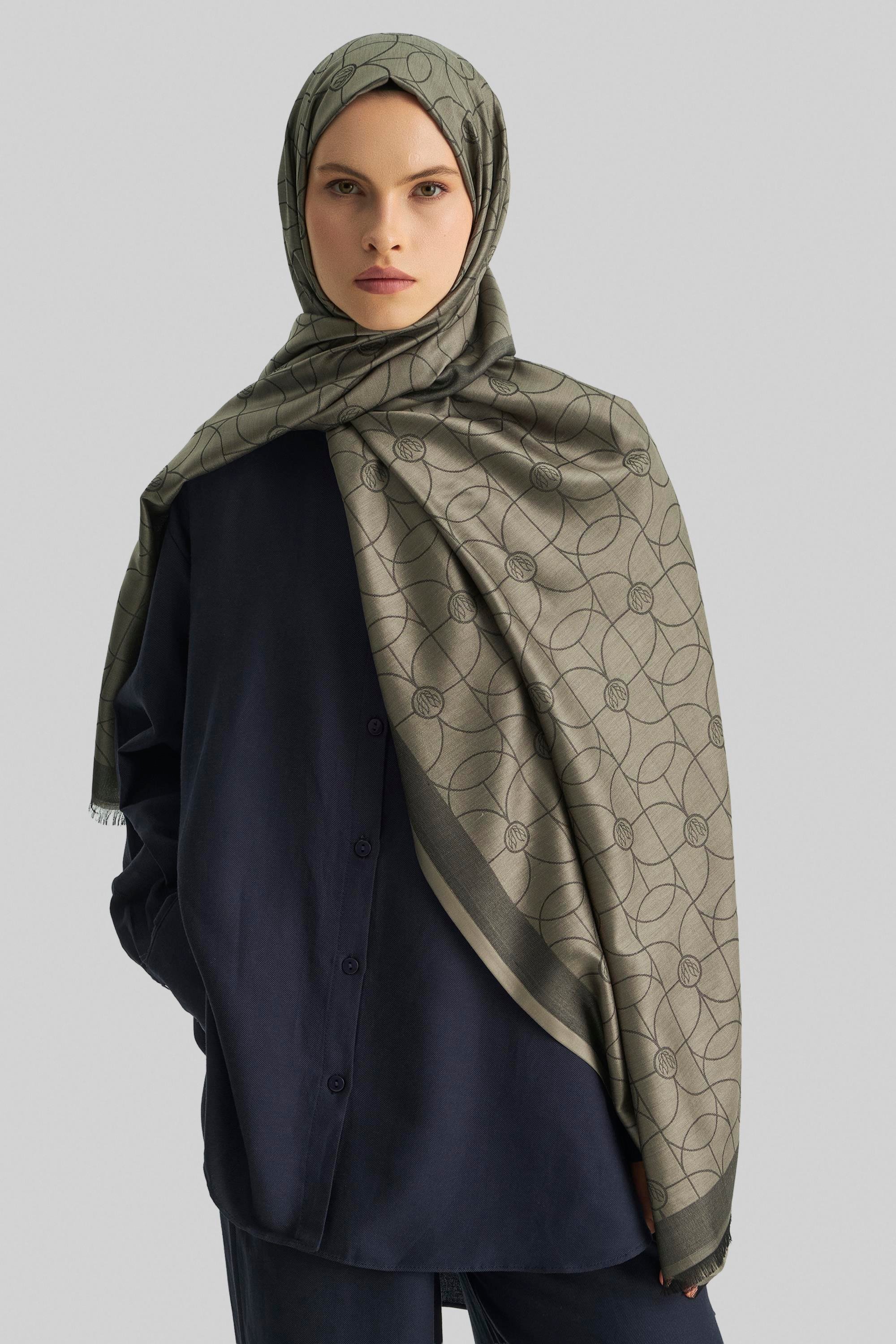 RİND%100 İPEK JAKARLI ŞAL-ACI KAHVE