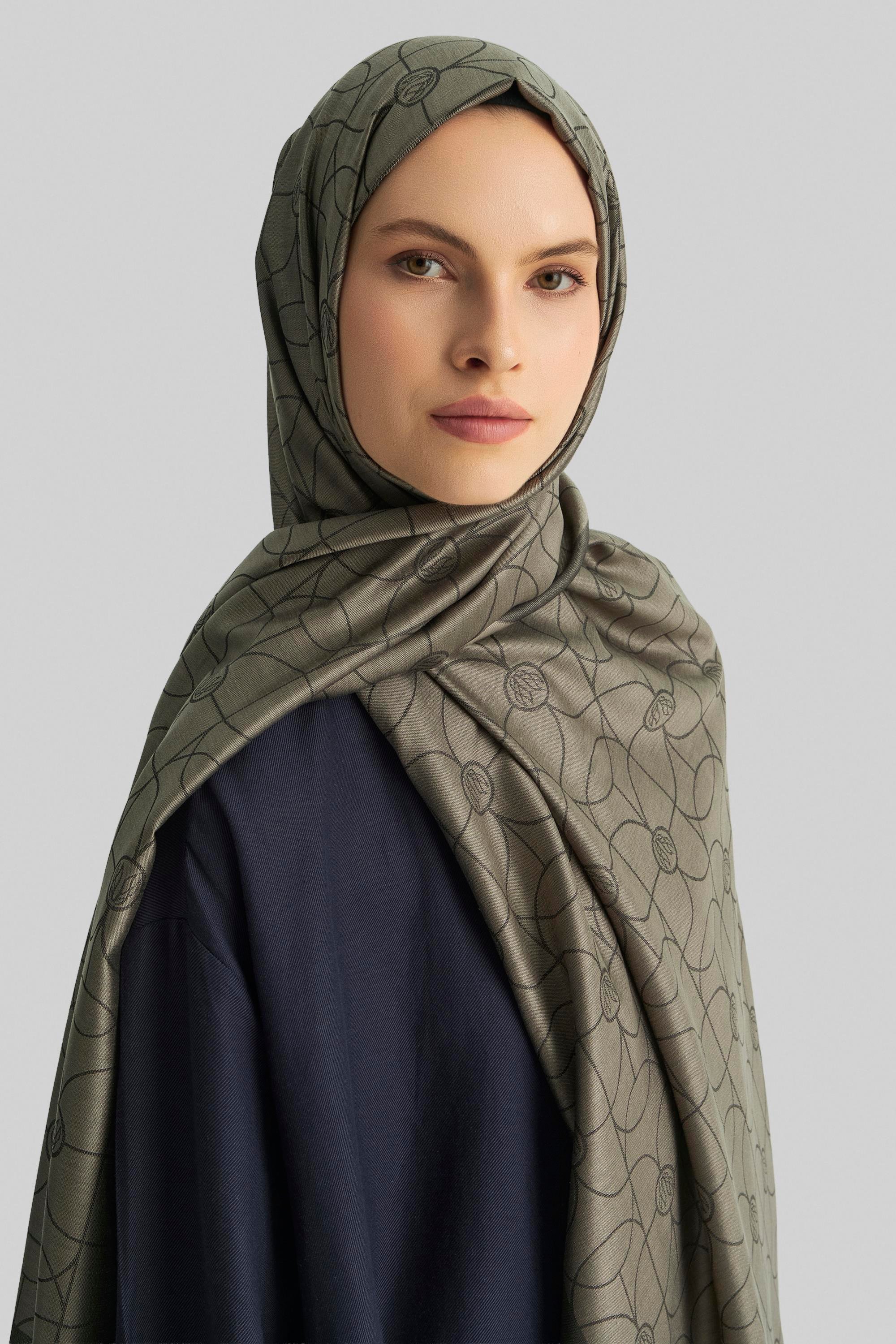 RİND%100 İPEK JAKARLI ŞAL-ACI KAHVE