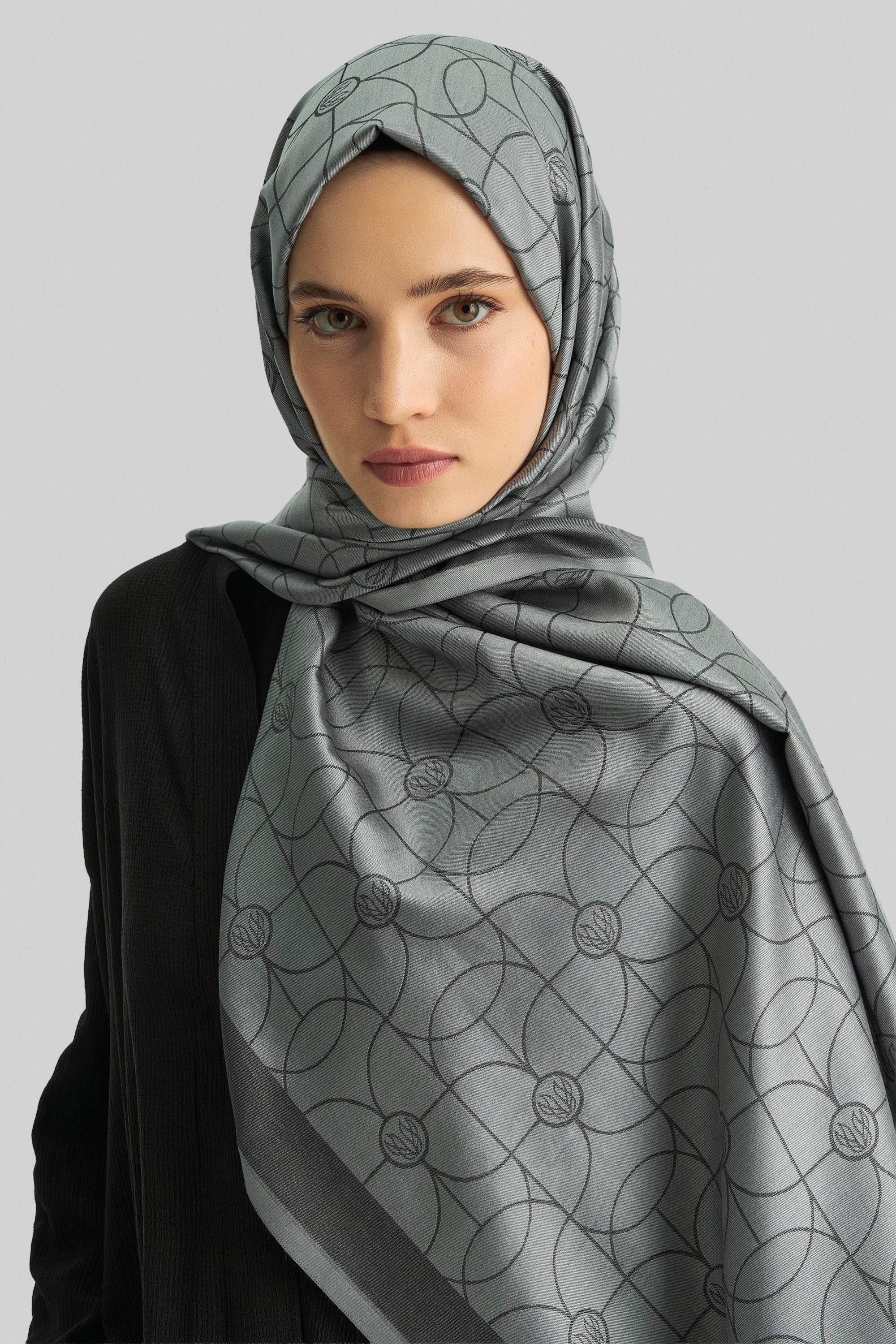 RİND%100 İPEK JAKARLI ŞAL-ANTRASİT