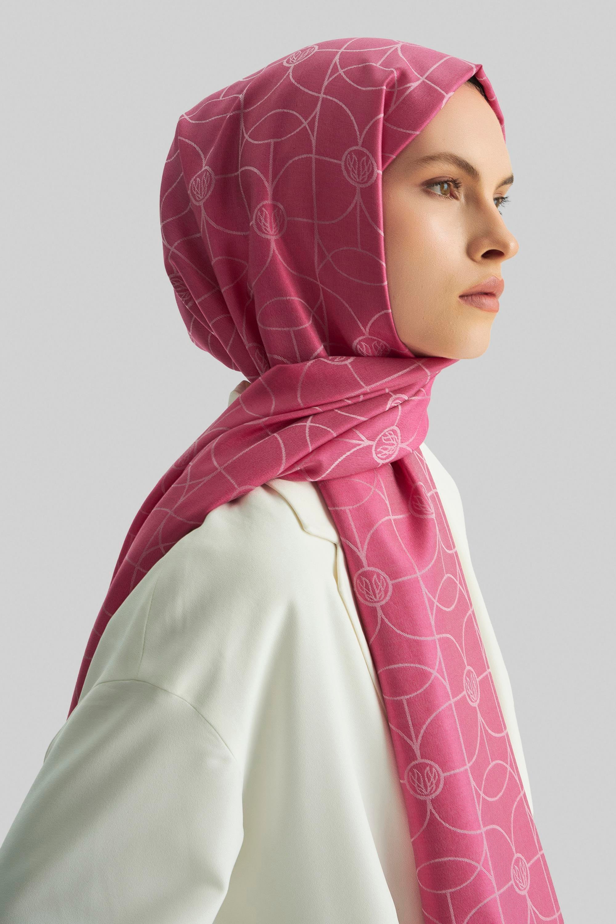 RİND%100 İPEK JAKARLI ŞAL-FUŞYA