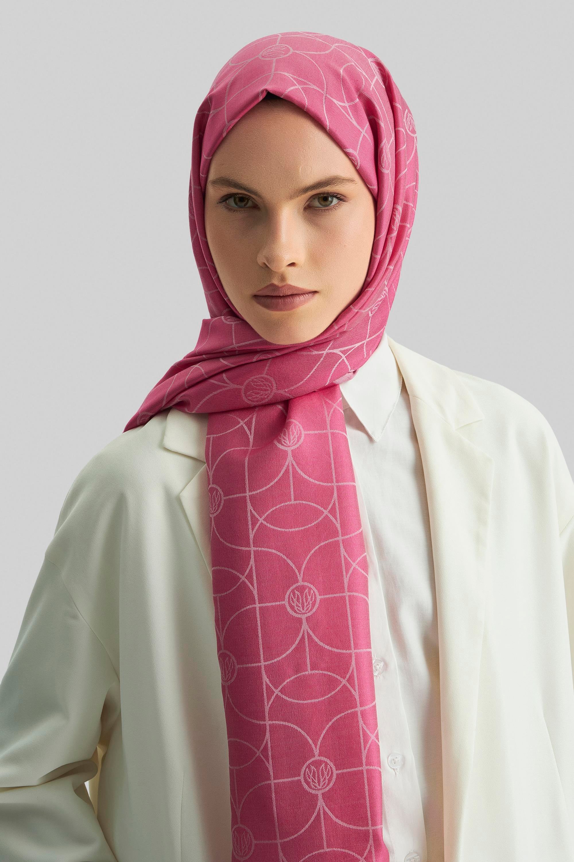 RİND%100 İPEK JAKARLI ŞAL-FUŞYA