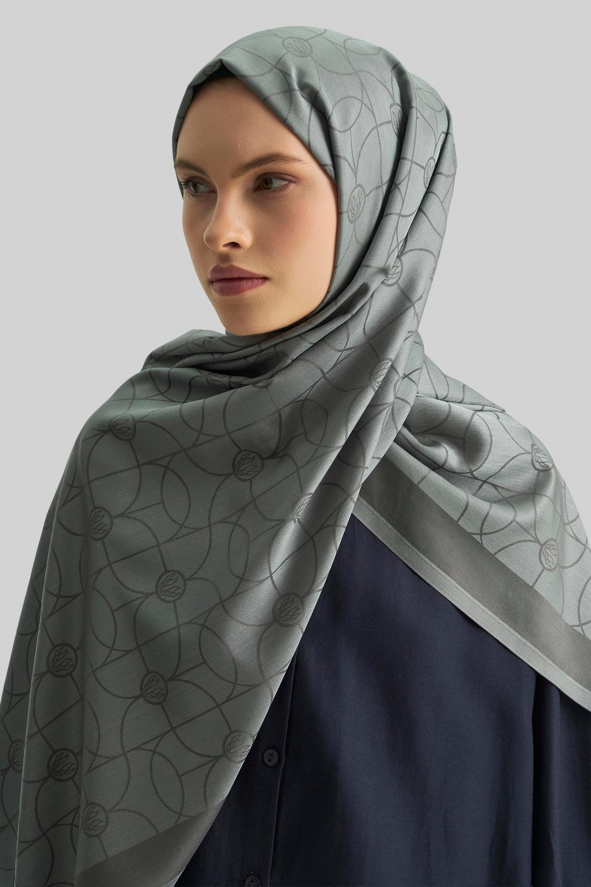 RİND%100 İPEK JAKARLI ŞAL-KOYU GRİ