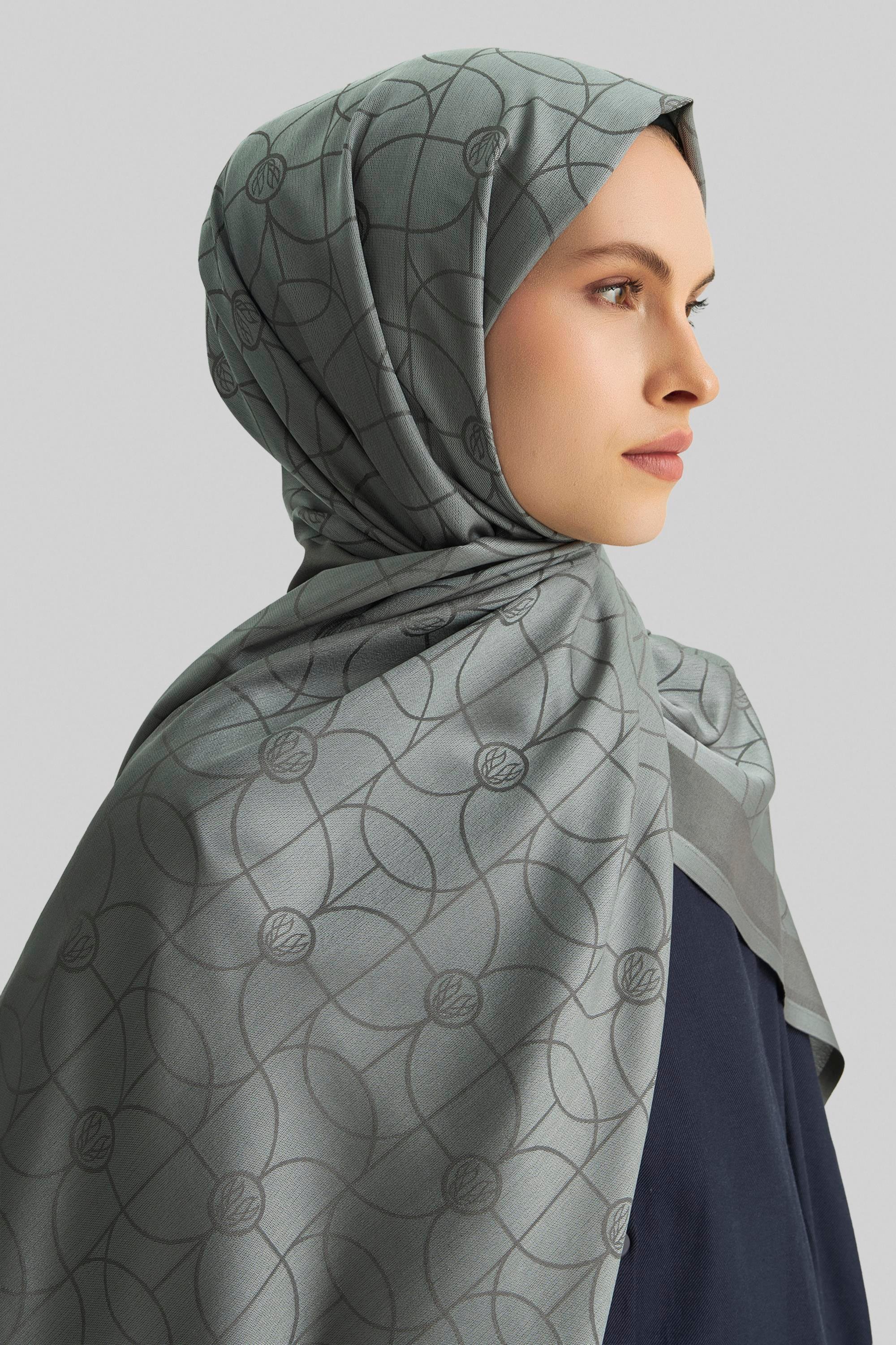 RİND%100 İPEK JAKARLI ŞAL-KOYU GRİ