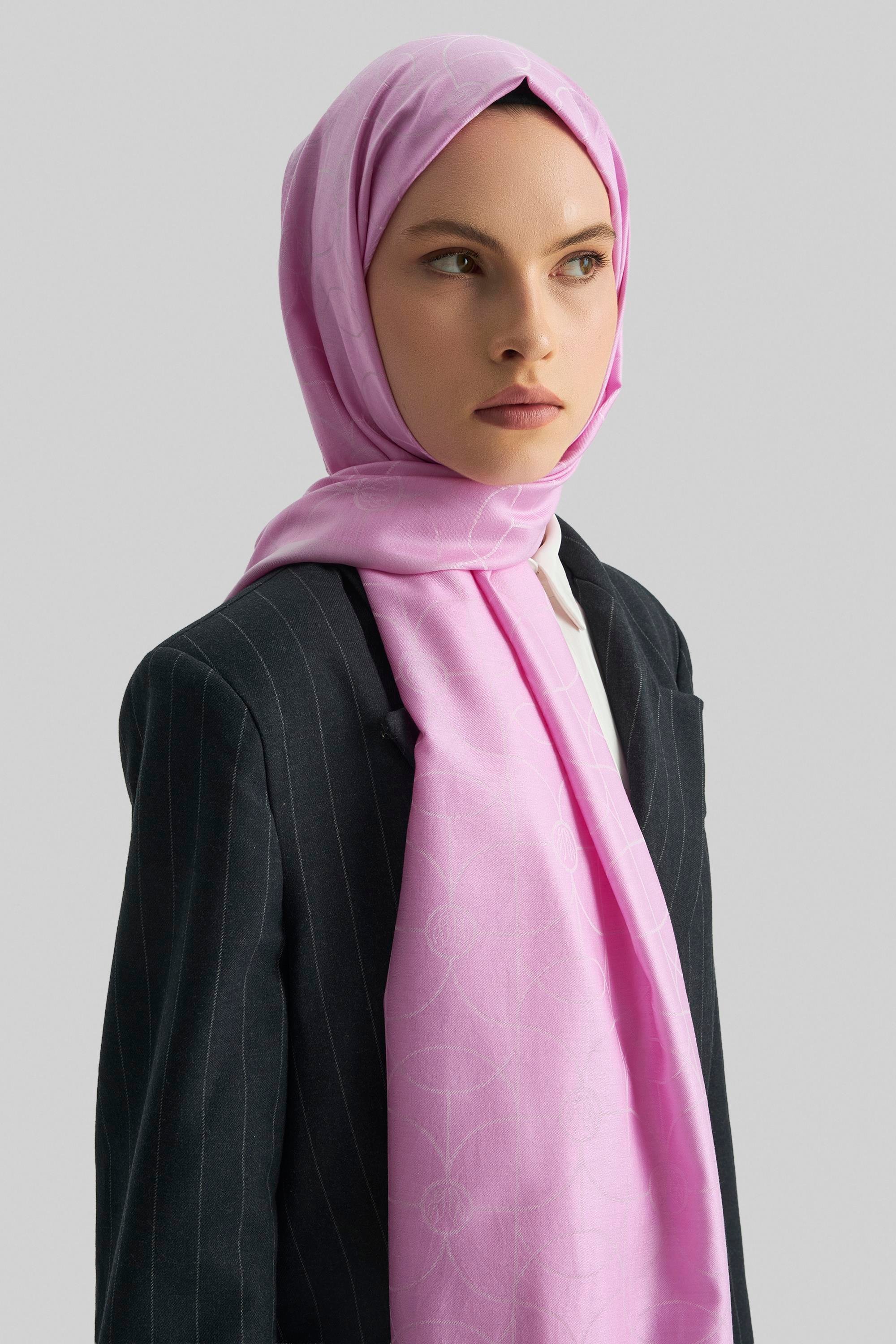 RİND%100 İPEK JAKARLI ŞAL-PEMBE