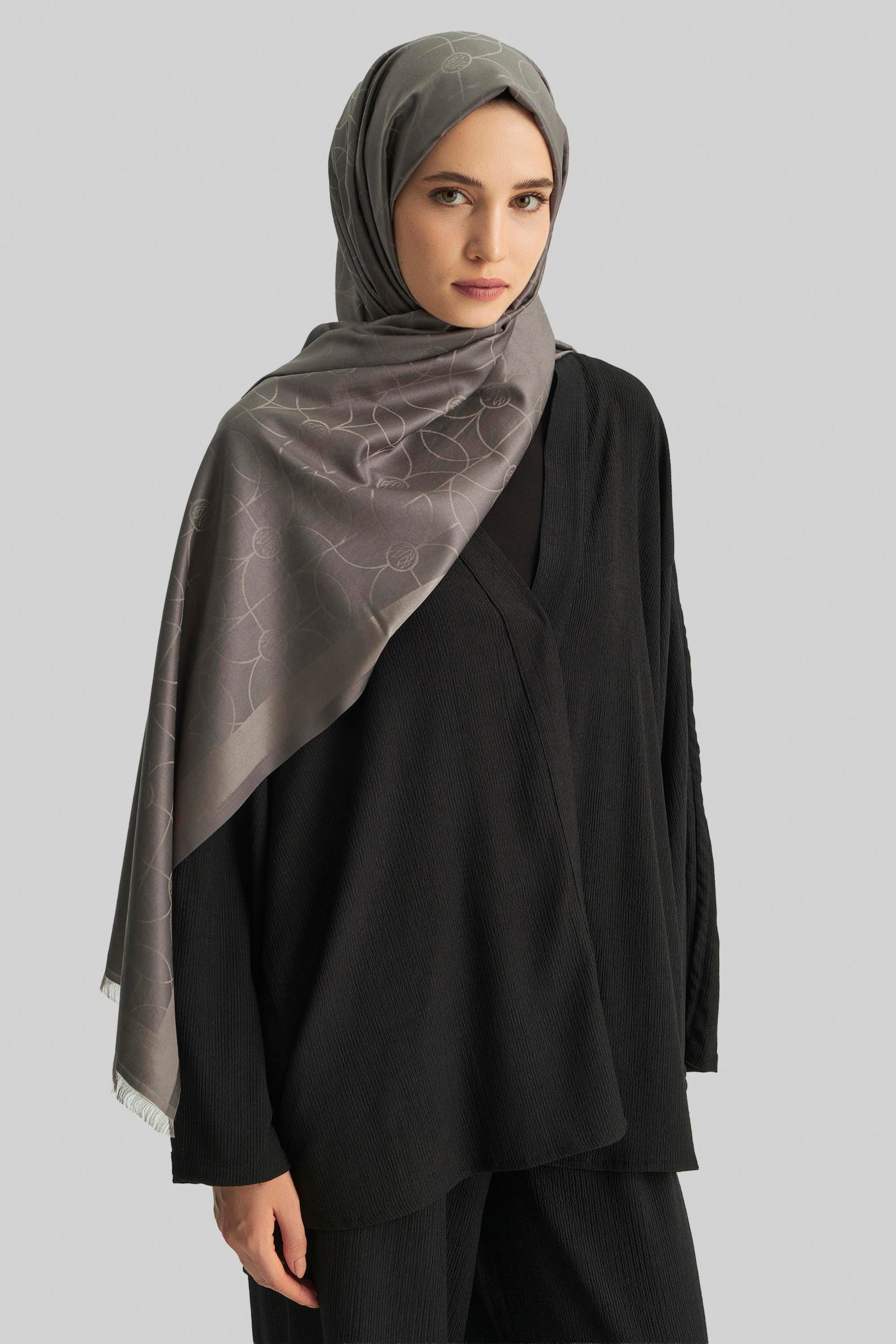 RİND%100 İPEK JAKARLI ŞAL-VİZON