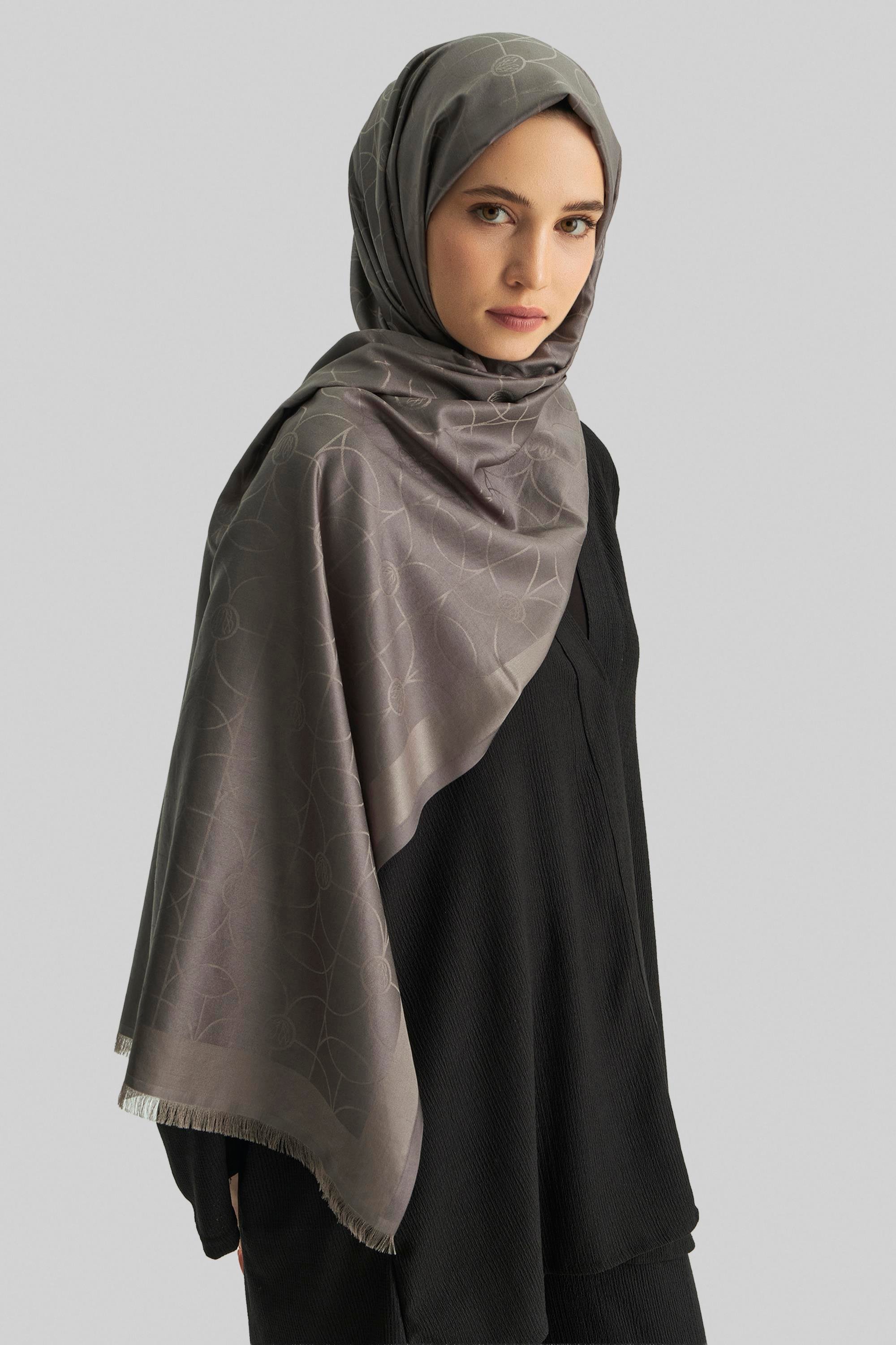 RİND%100 İPEK JAKARLI ŞAL-VİZON