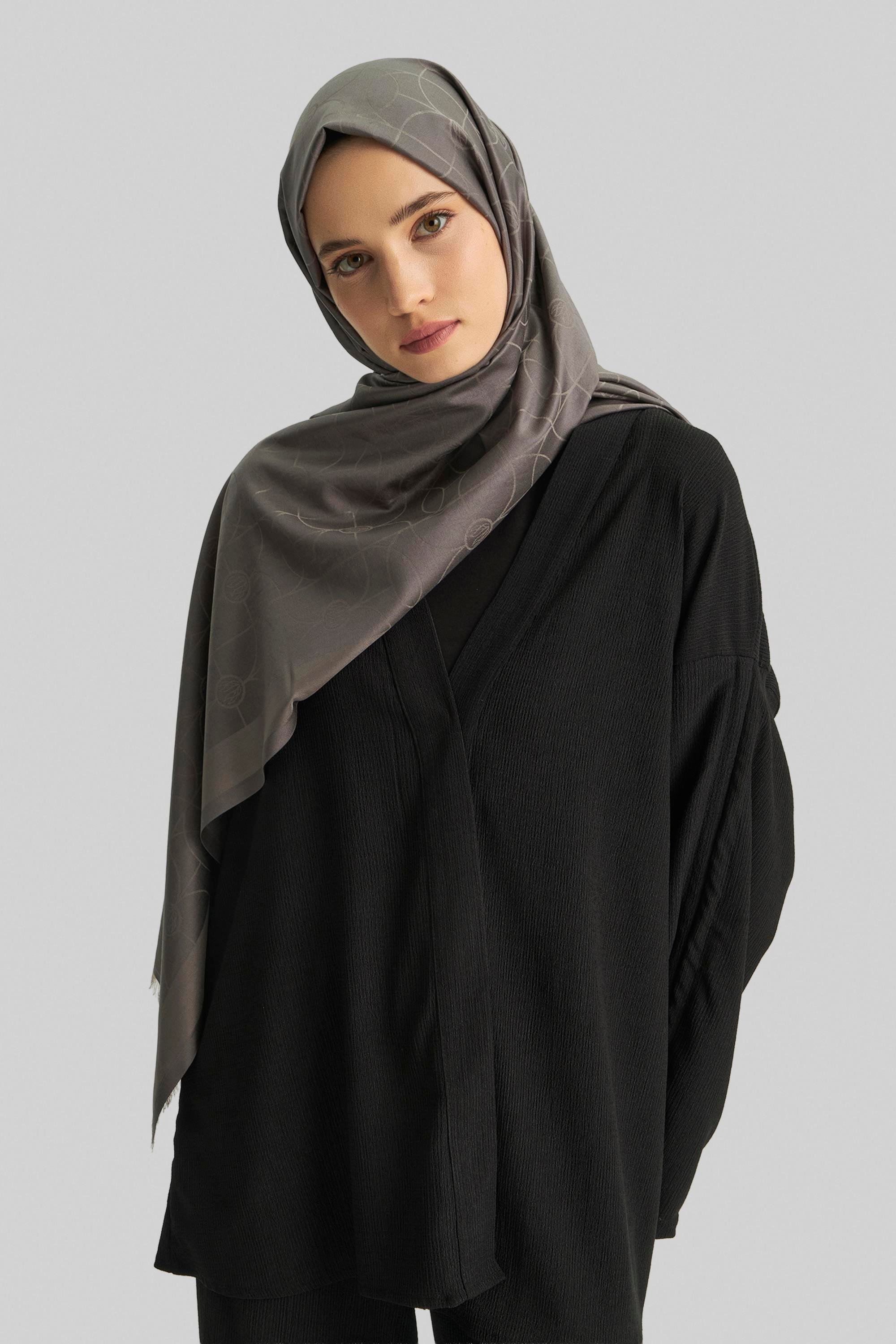 RİND%100 İPEK JAKARLI ŞAL-VİZON