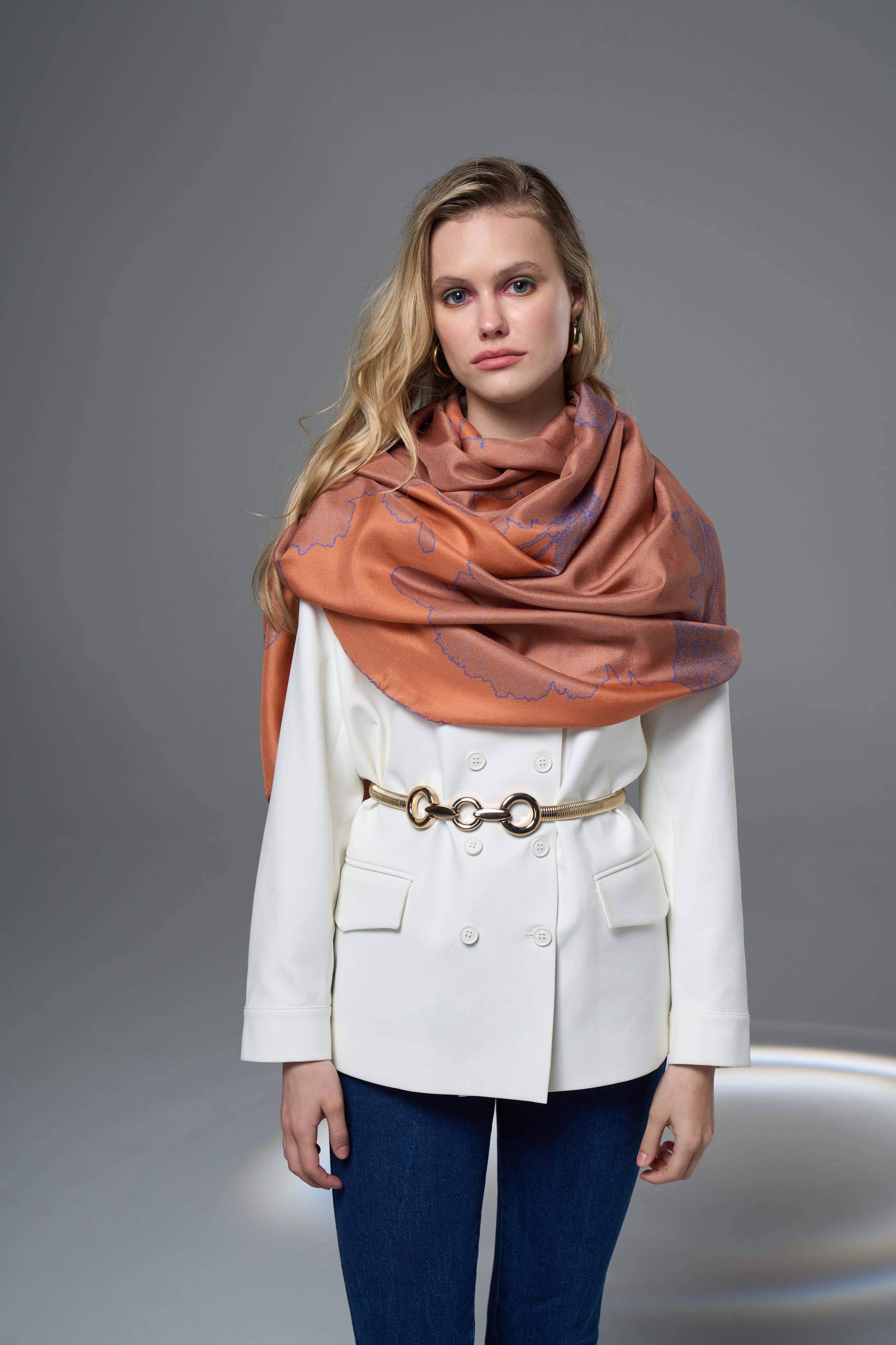 ROZE PAMUK İPEK ŞAL 70*190 – TURUNCU 