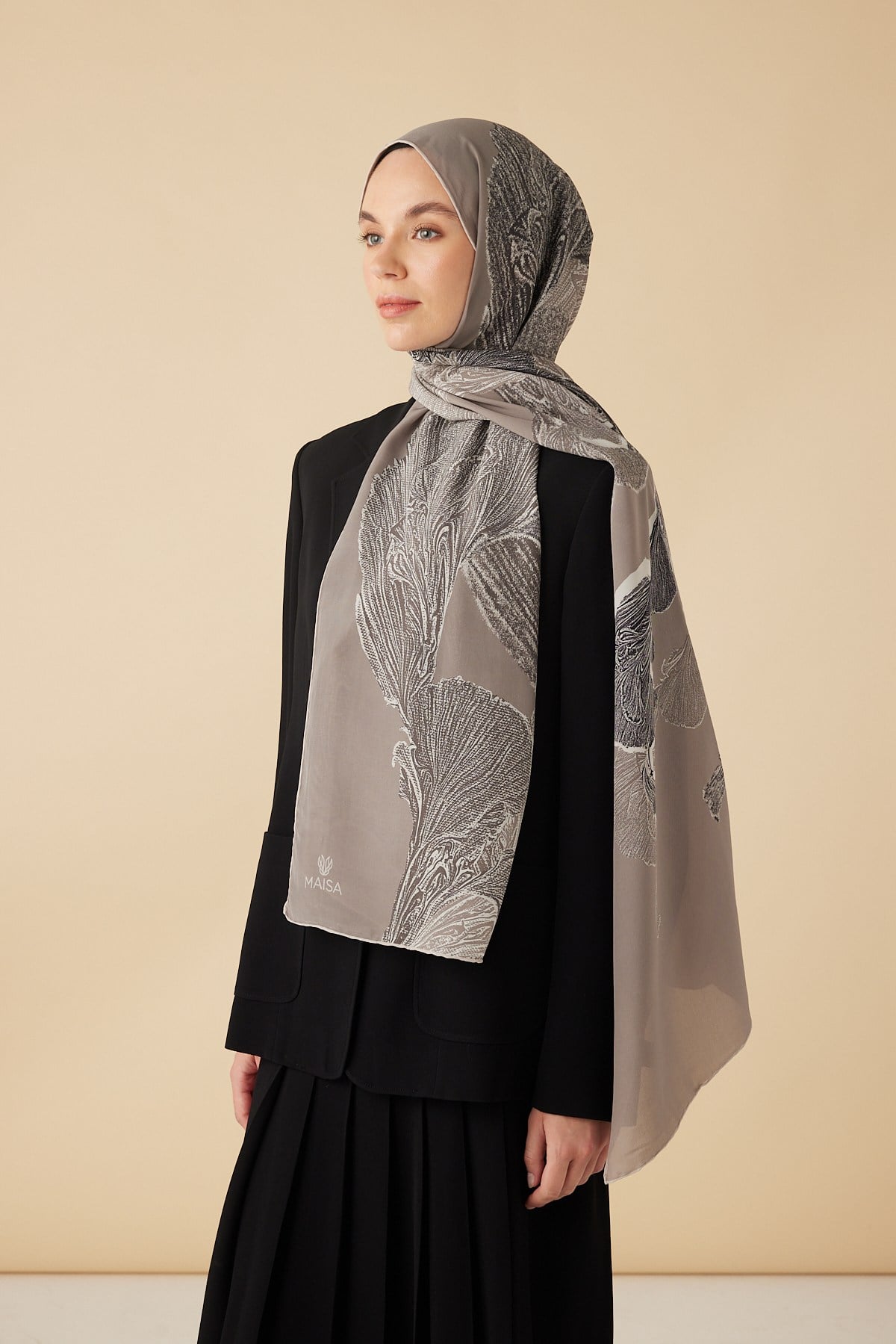 RUBA KREP İPEK ŞAL 70*190 CM - AÇIK GRİ