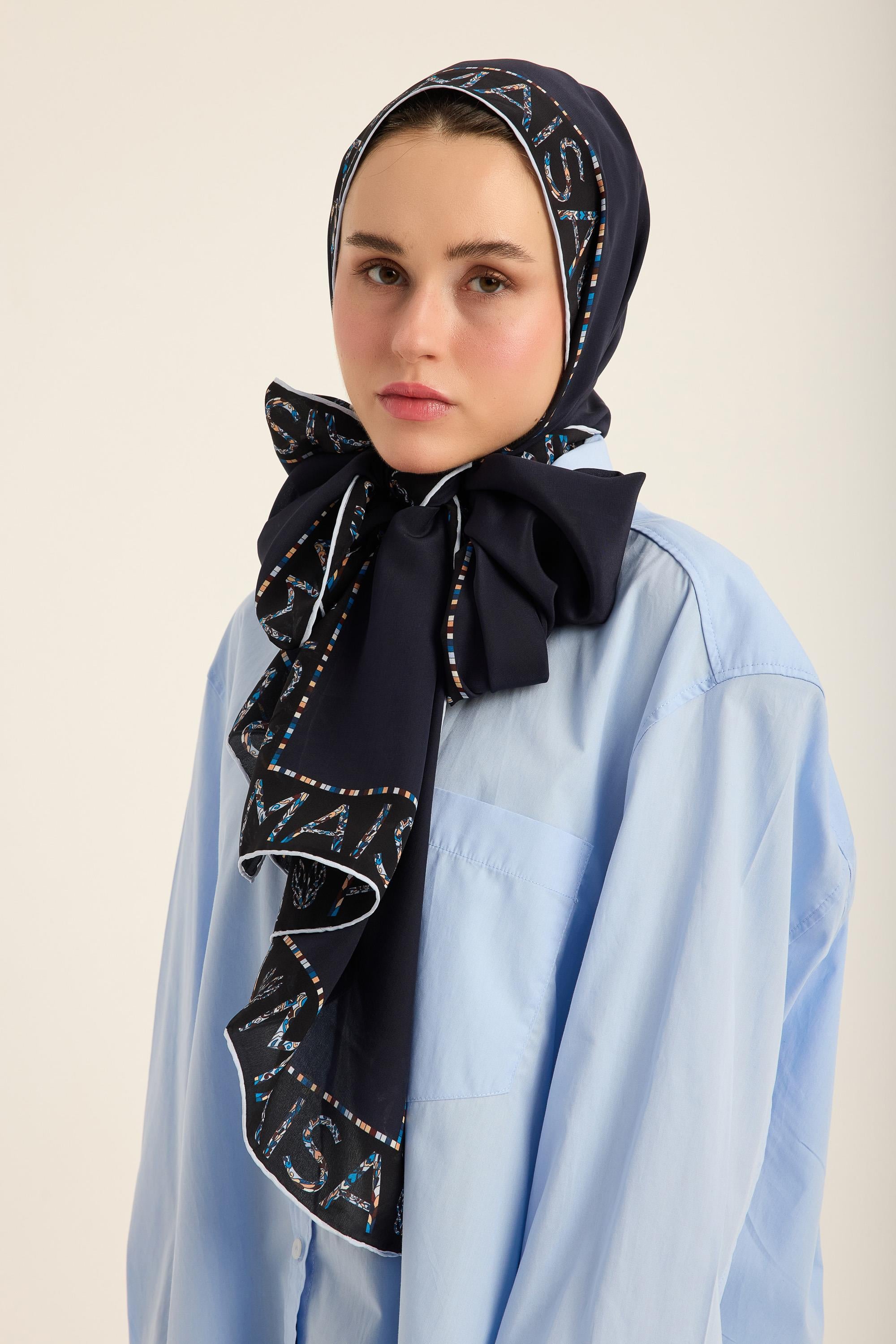 RUFİ KREP İPEK ŞAL 70*190 CM - LACİVERT