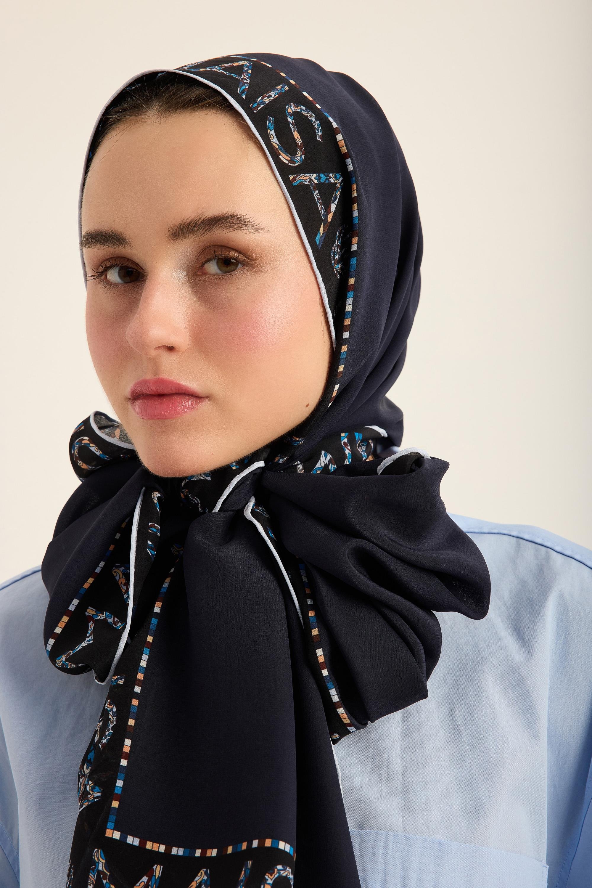 RUFİ KREP İPEK ŞAL 70*190 CM - LACİVERT