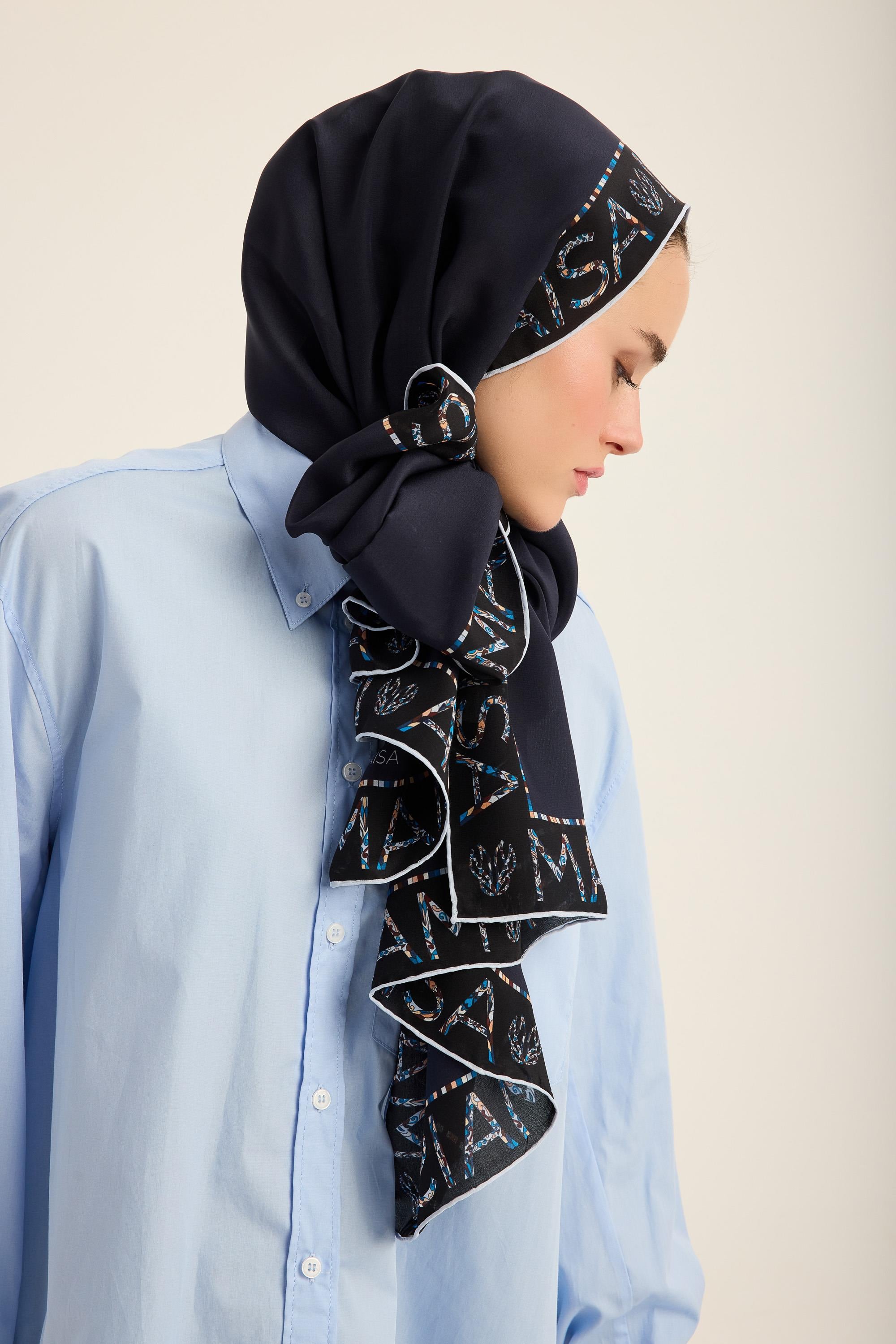 RUFİ KREP İPEK ŞAL 70*190 CM - LACİVERT