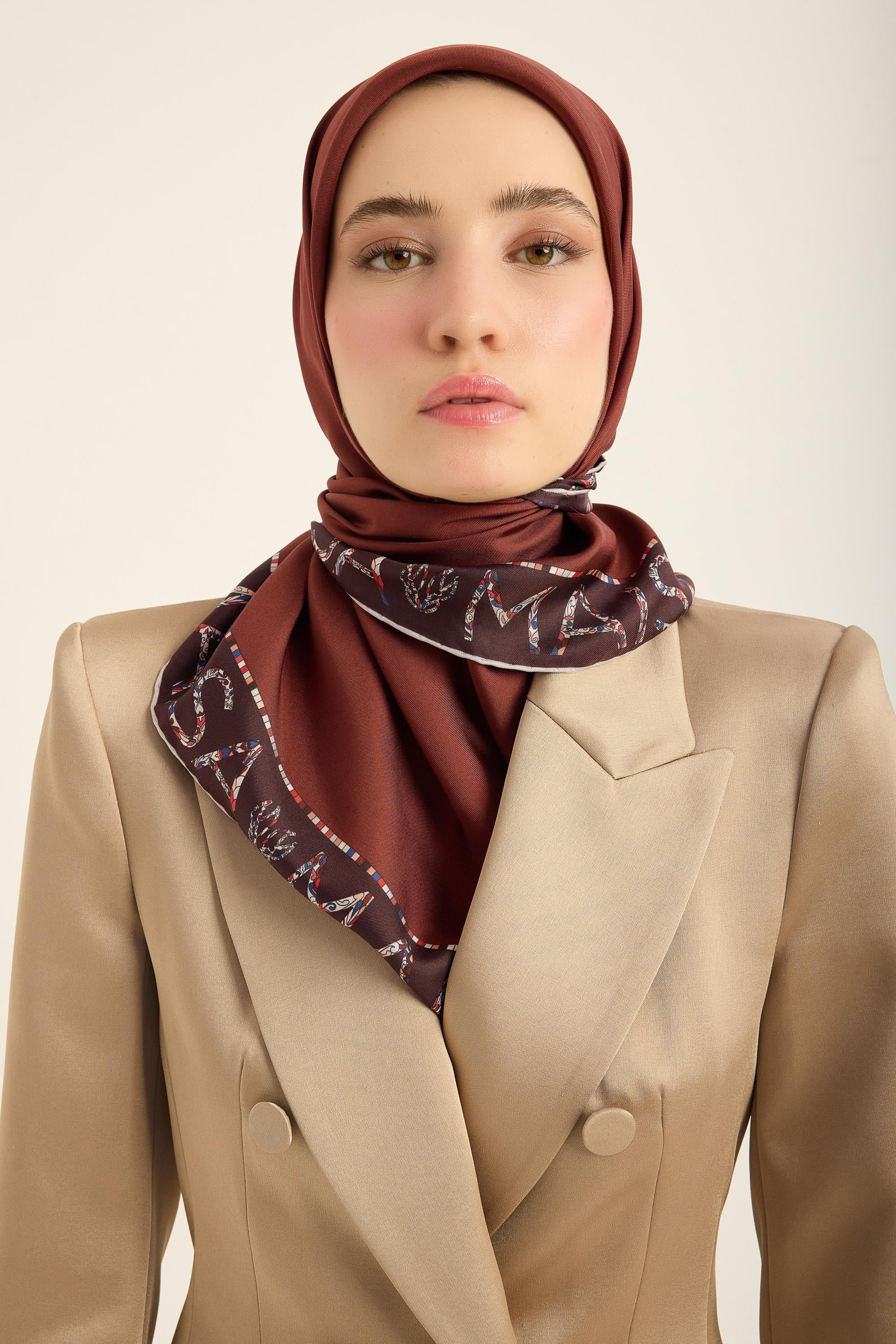 RUFİ TİVİL İPEK EŞARP 90*90 CM - TABA