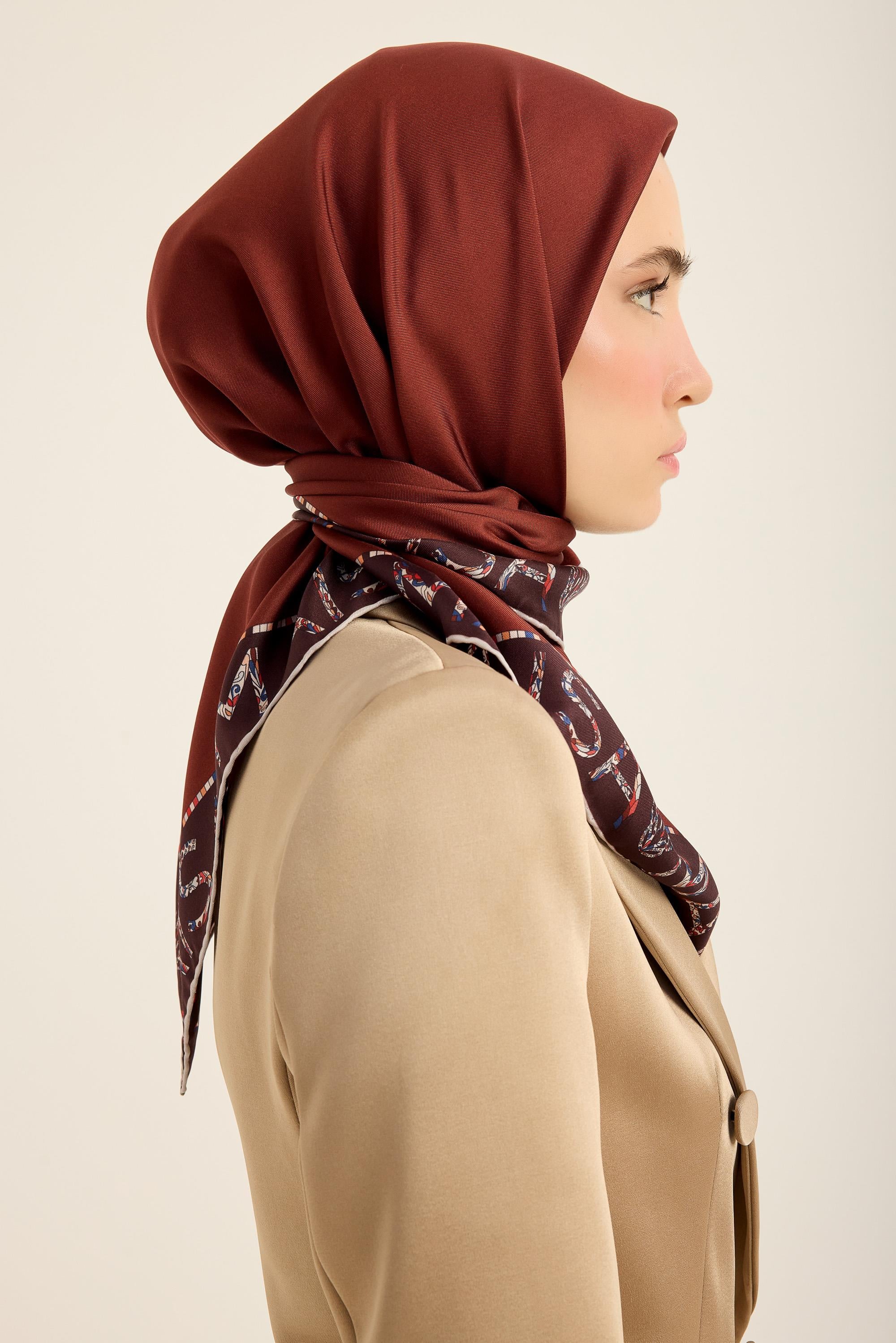 RUFİ TİVİL İPEK EŞARP 90*90 CM - TABA