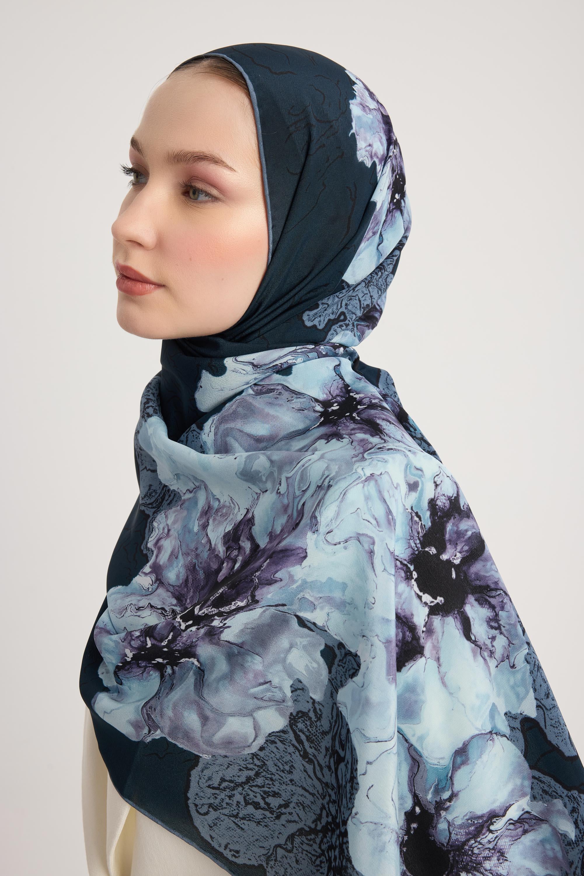 RÜYA KREP İPEK ŞAL 70*190 CM - MAVİ