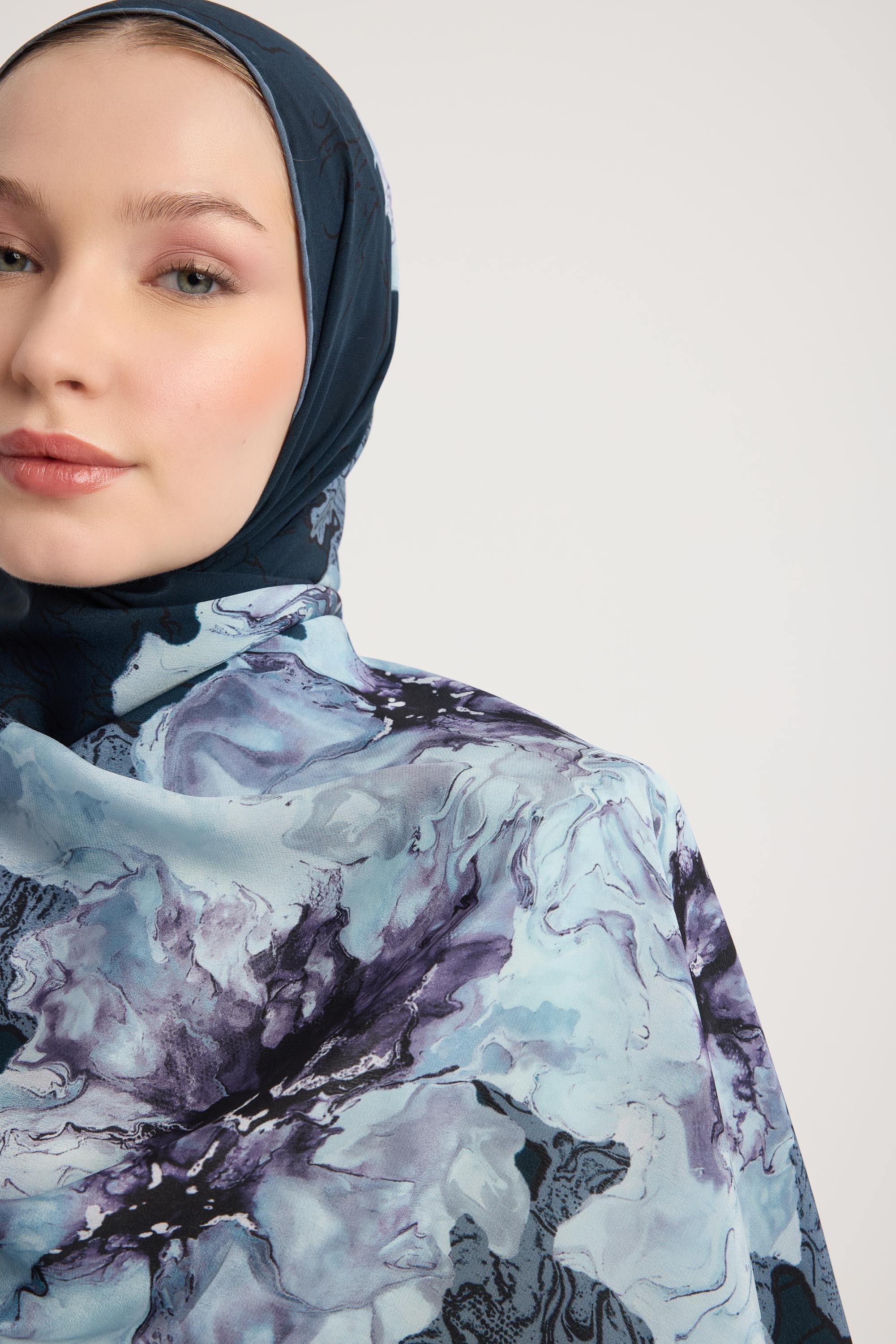 RÜYA KREP İPEK ŞAL 70*190 CM - MAVİ