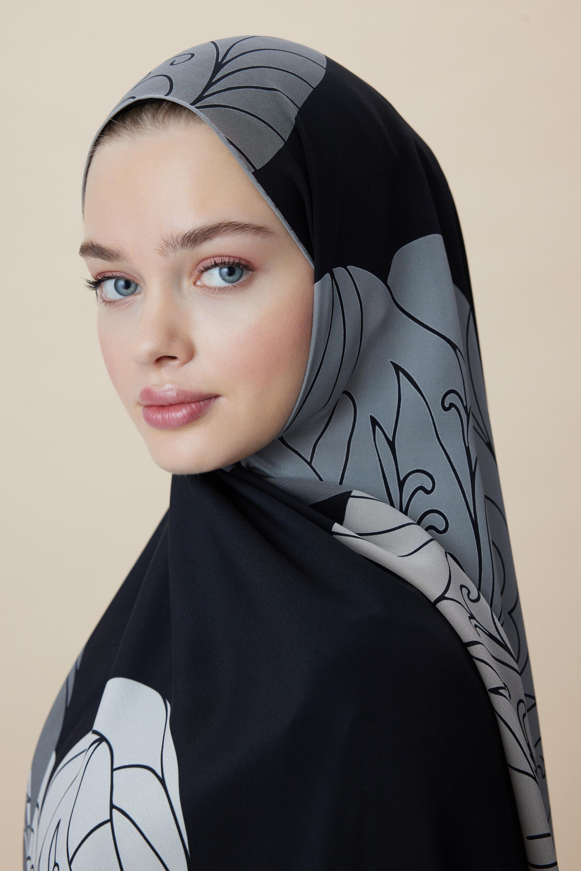 SAFİ KREP İPEK ŞAL 70*190 CM - SİYAH
