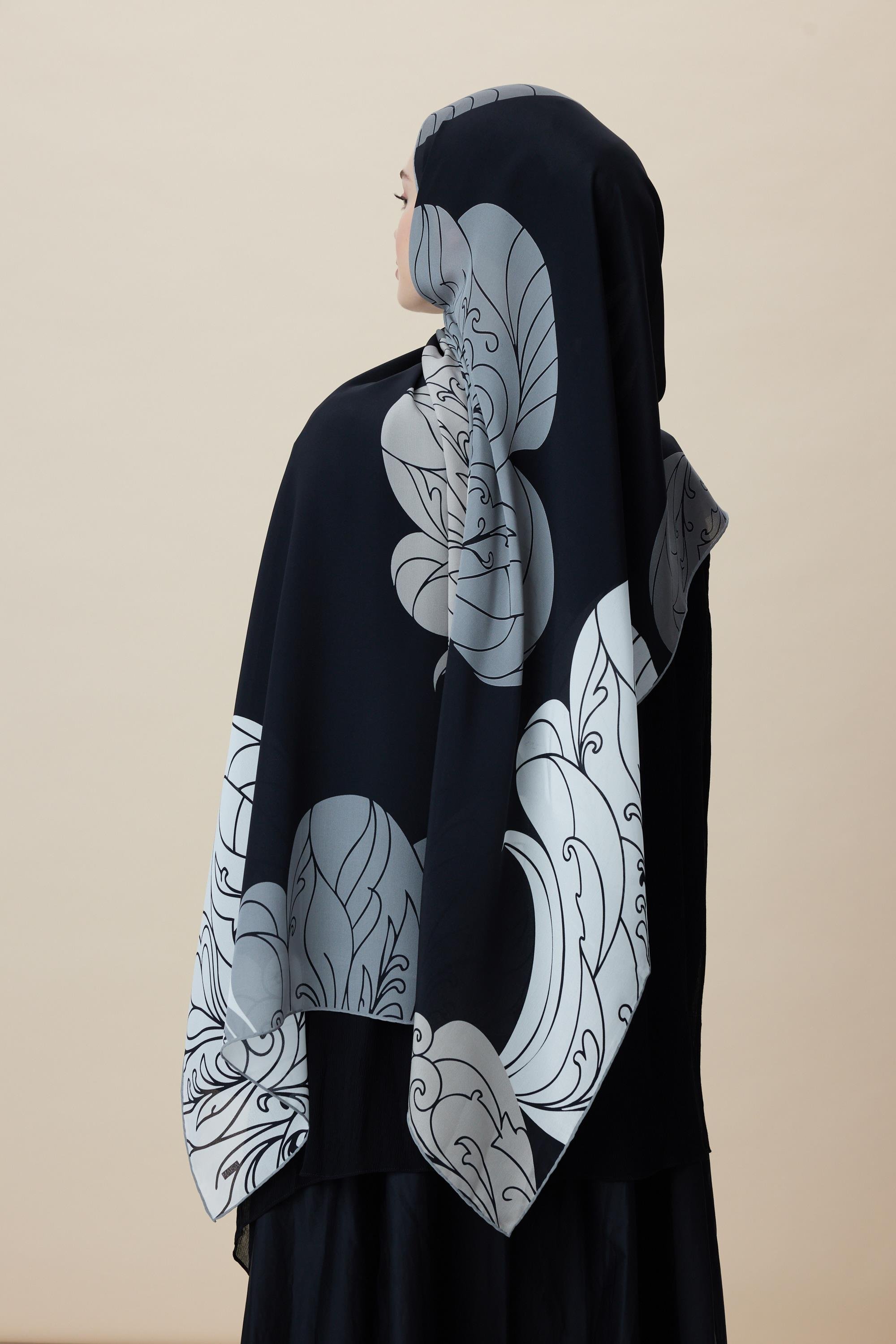 SAFİ KREP İPEK ŞAL 70*190 CM - SİYAH