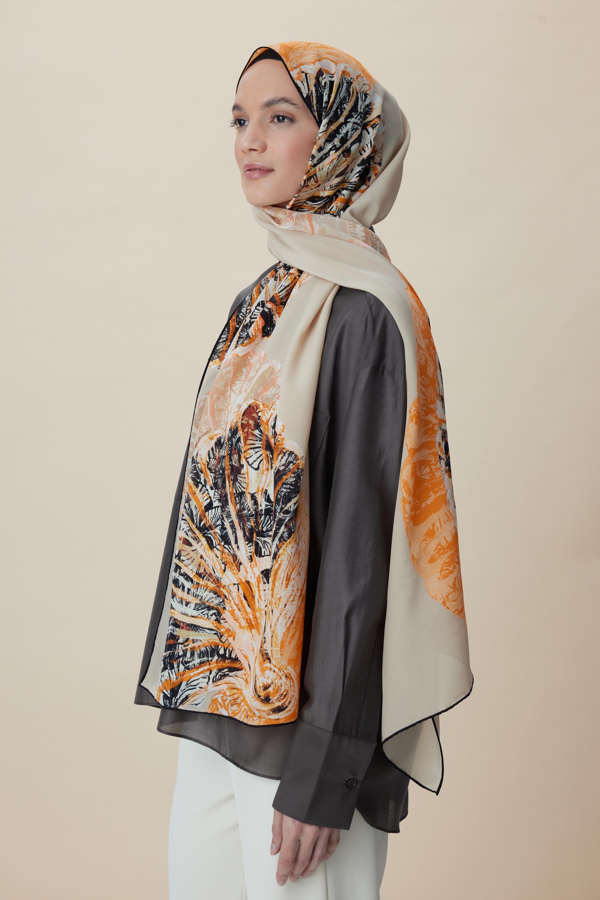 SAYRA KREP İPEK ŞAL 70*190 CM - BEJ