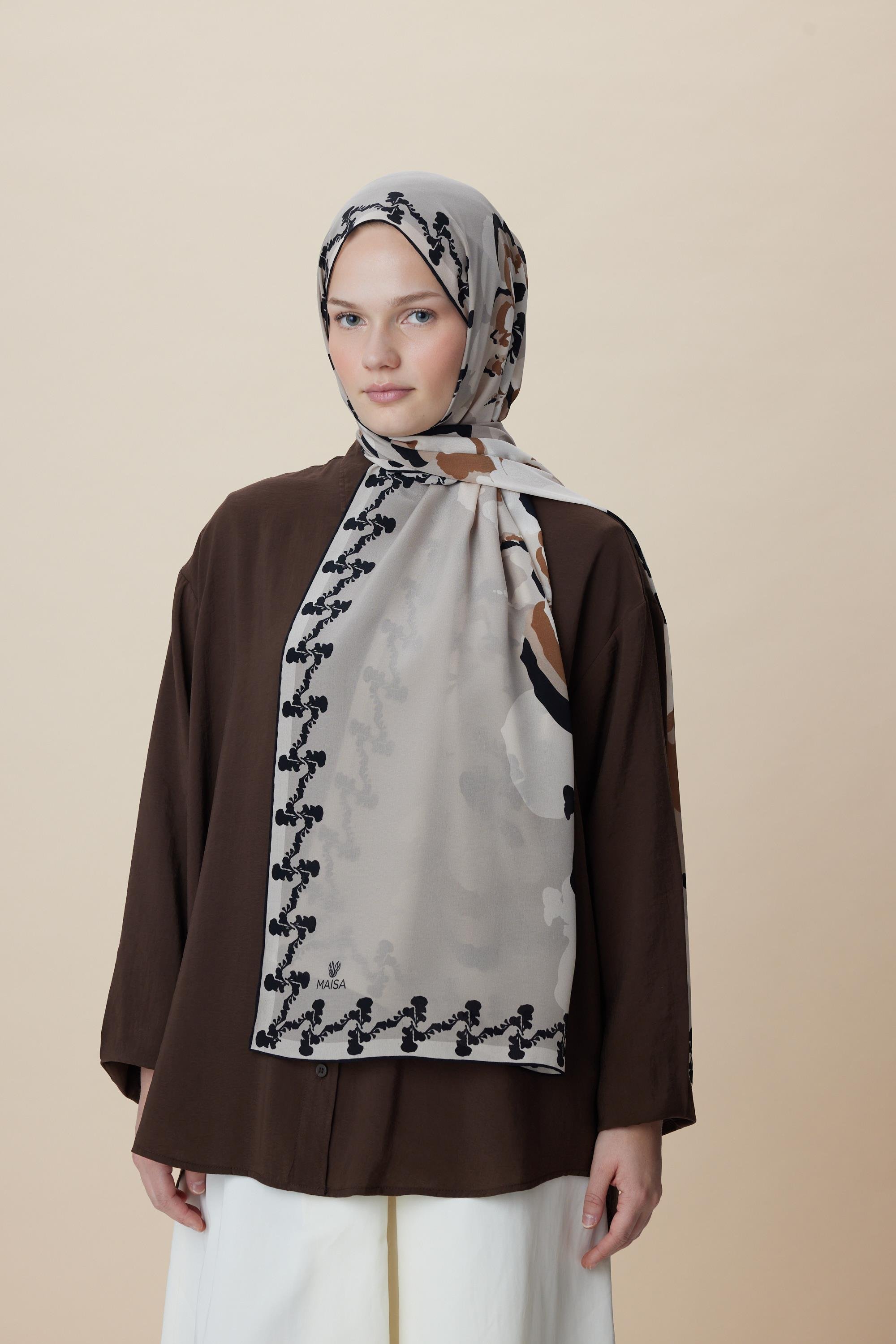 SEDA KREP İPEK ŞAL 70*190 CM - BEJ