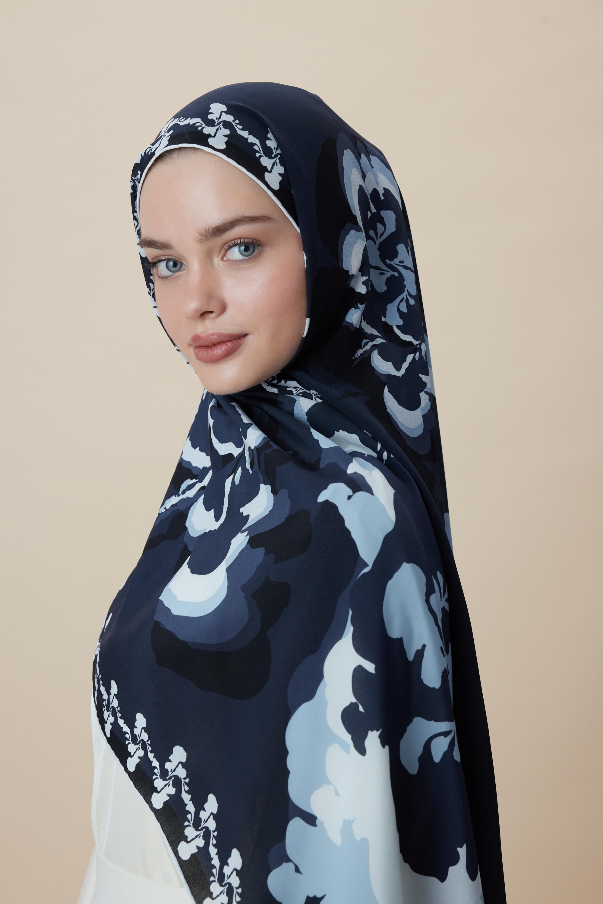SEDA KREP İPEK ŞAL 70*190 CM - INDIGO