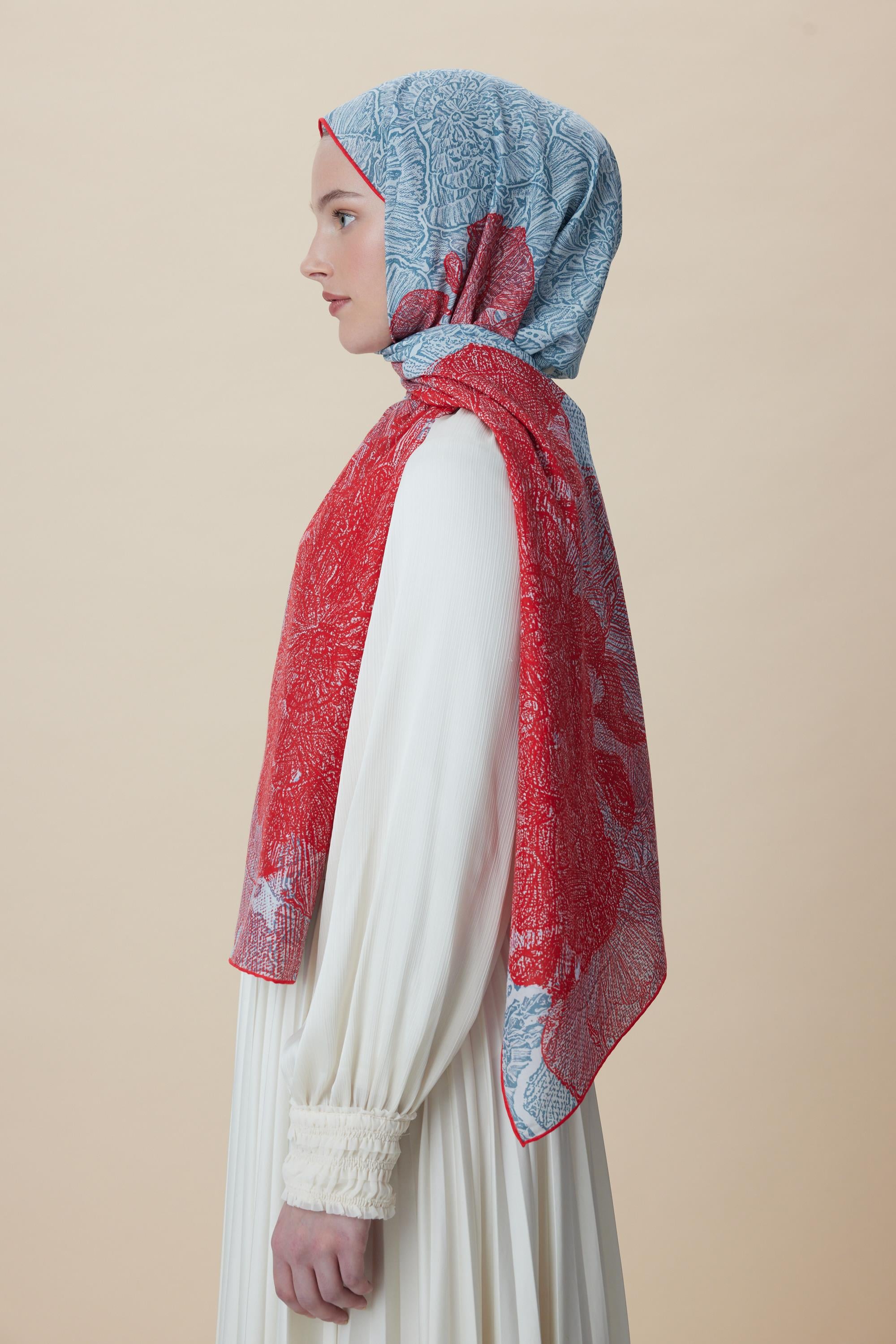 SEDEF FLOŞ VİSKON ŞAL 70*190 CM - MERCAN
