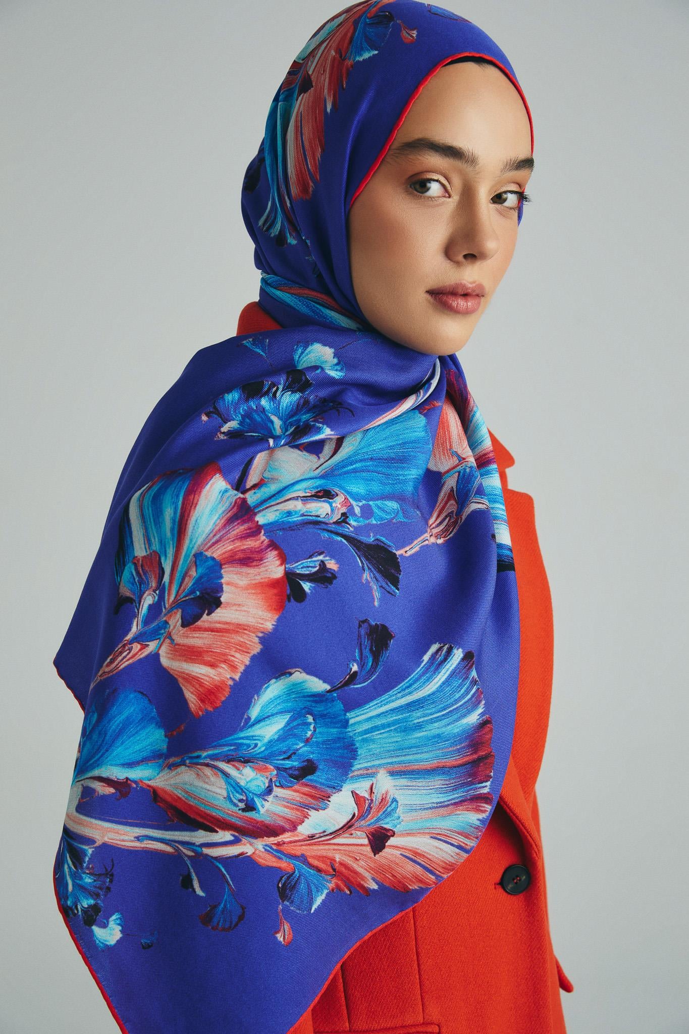 ŞEMS PAMUK İPEK ŞAL 70*190 CM - SAKS