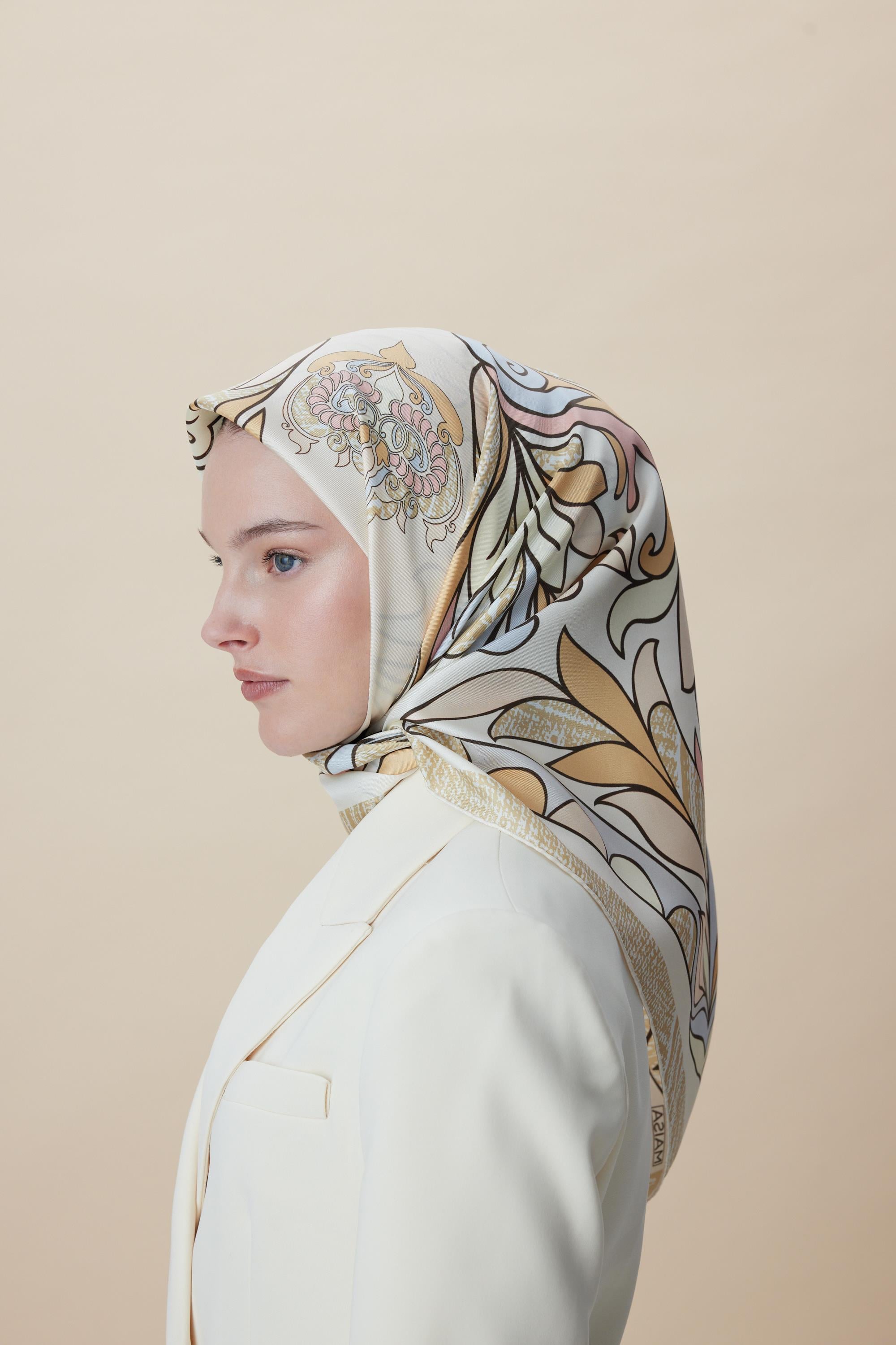 SERA TİVİL İPEK EŞARP 90*90 CM - PUDRA PEMBE