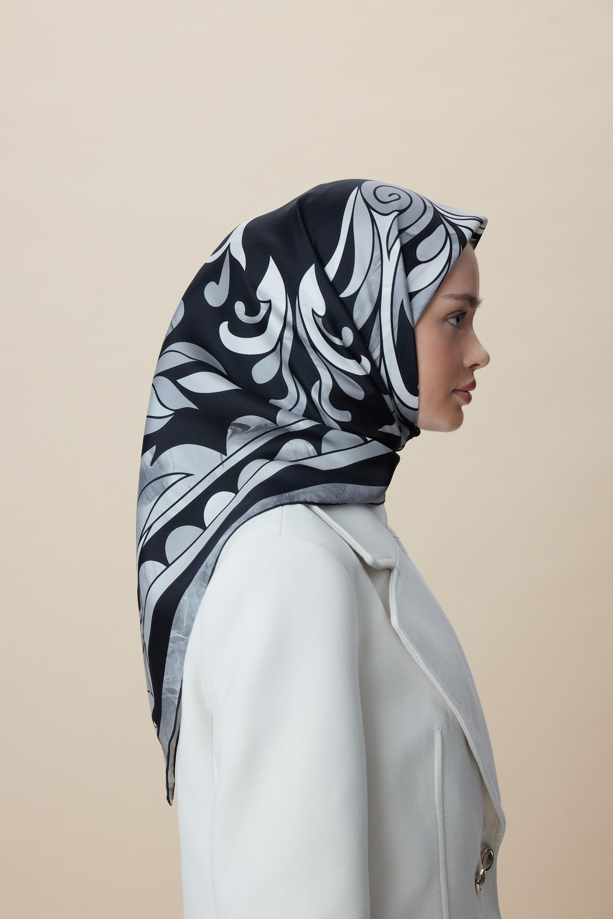 SERA TİVİL İPEK EŞARP 90*90 CM - SİYAH