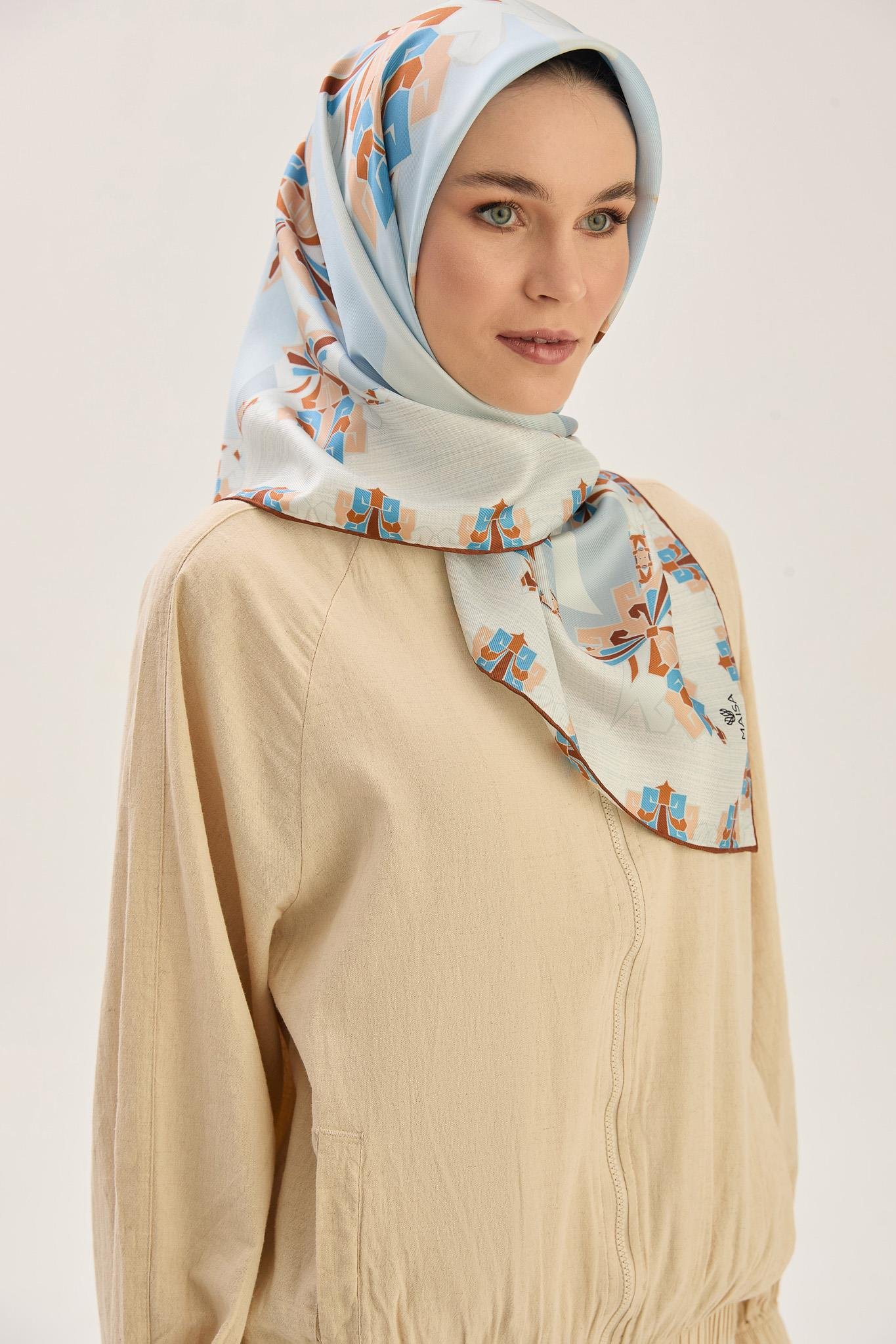 ŞİMAL MULBERRY İPEK EŞARP 90*90 CM - KAHVERENGİ