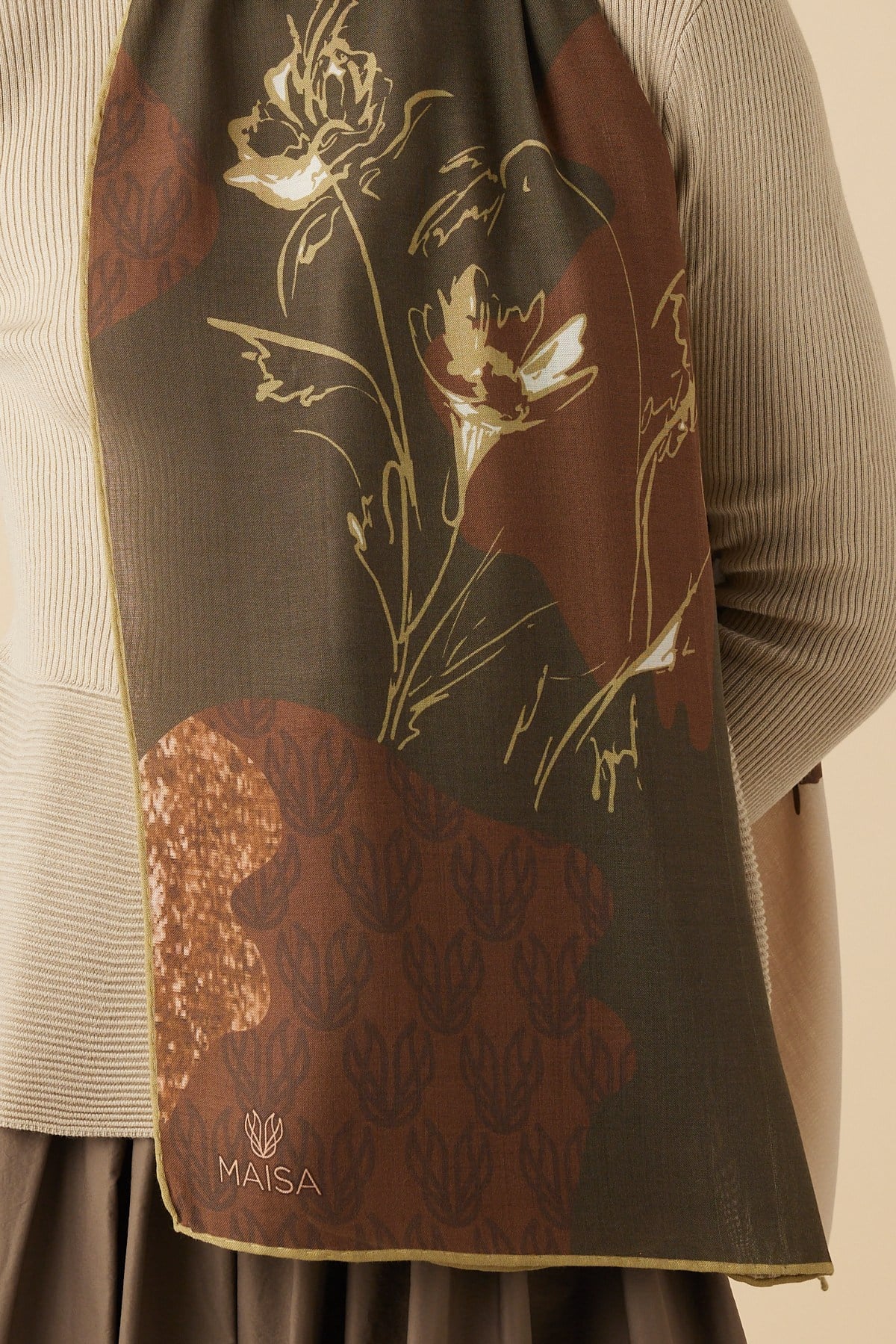 SİMAY YÜN MODAL ŞAL 70*200 CM - KAHVERENGİ