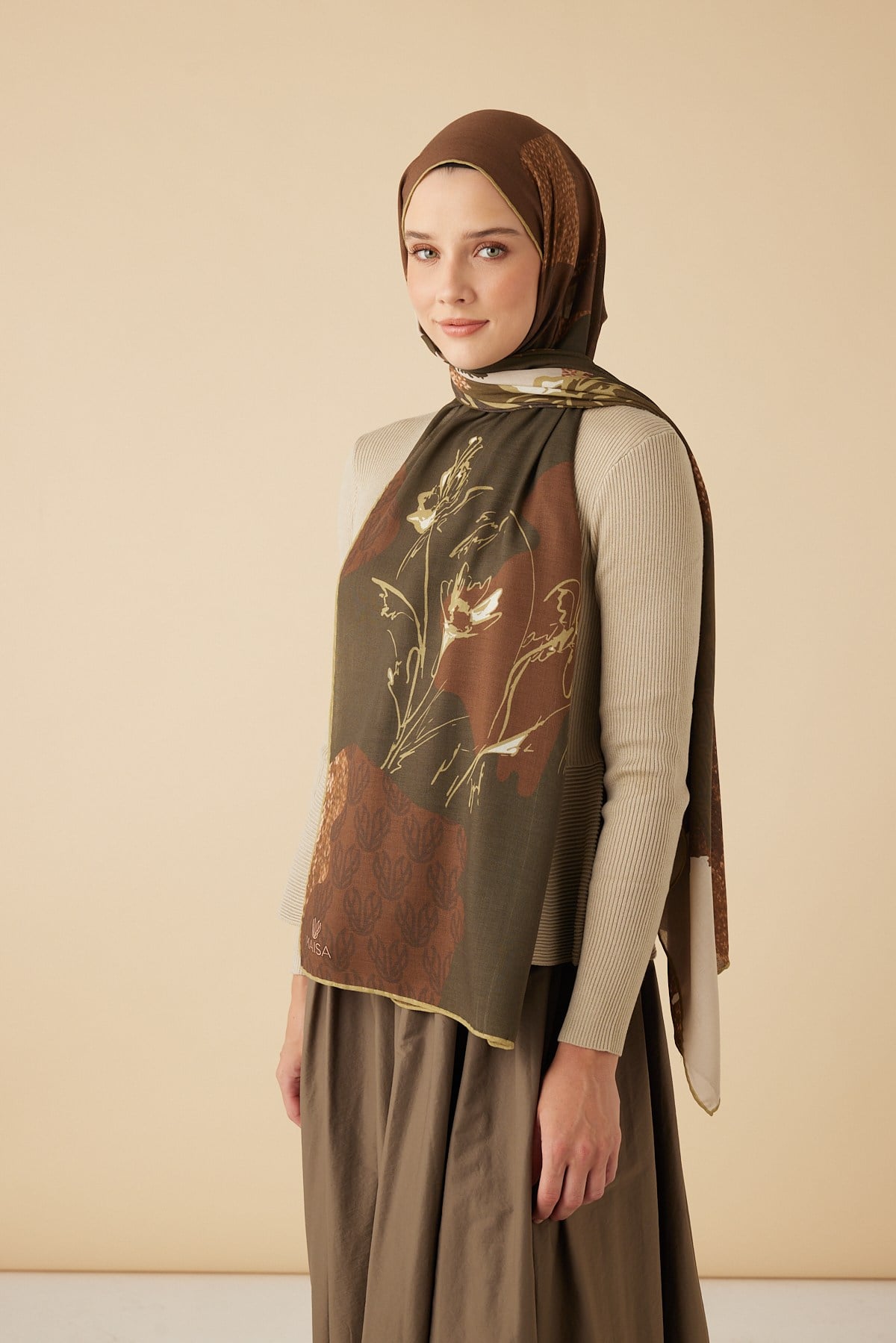 SİMAY YÜN MODAL ŞAL 70*200 CM - KAHVERENGİ