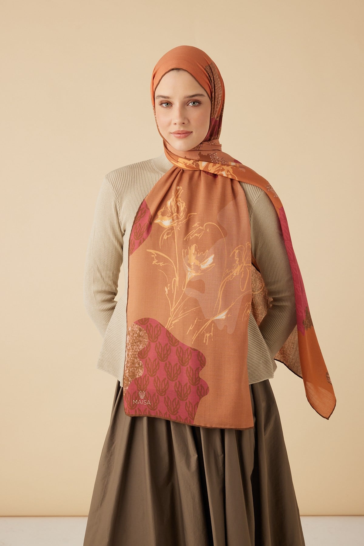 SİMAY YÜN MODAL ŞAL 70*200 CM - TURUNCU