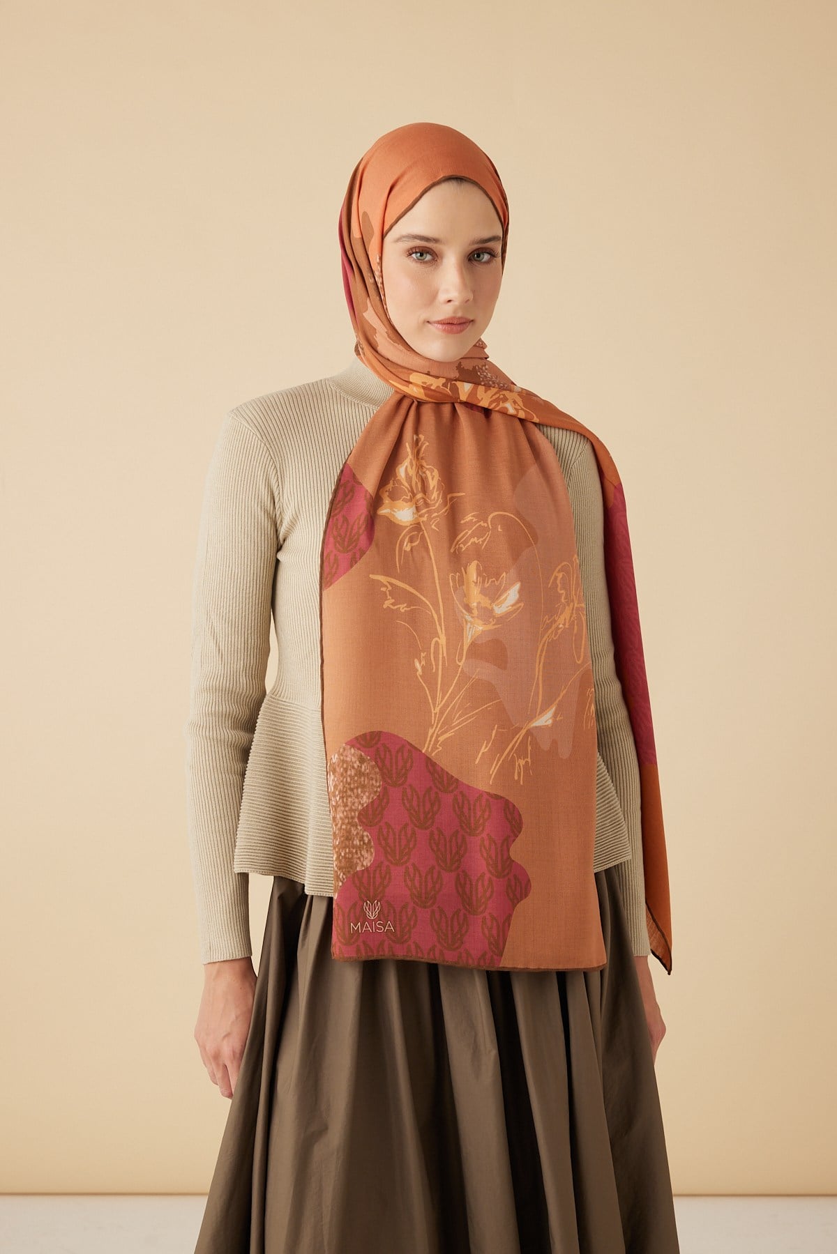 SİMAY YÜN MODAL ŞAL 70*200 CM - TURUNCU