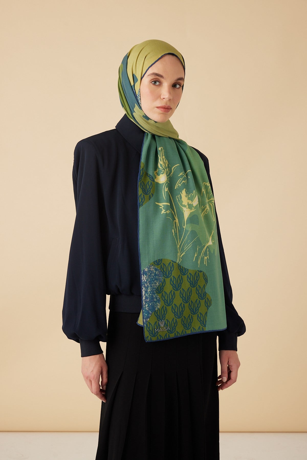 SİMAY YÜN MODAL ŞAL 70*200 CM - YEŞİL