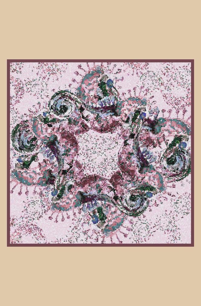 SU MASALI TİVİL İPEK EŞARP 90*90 CM - PEMBE