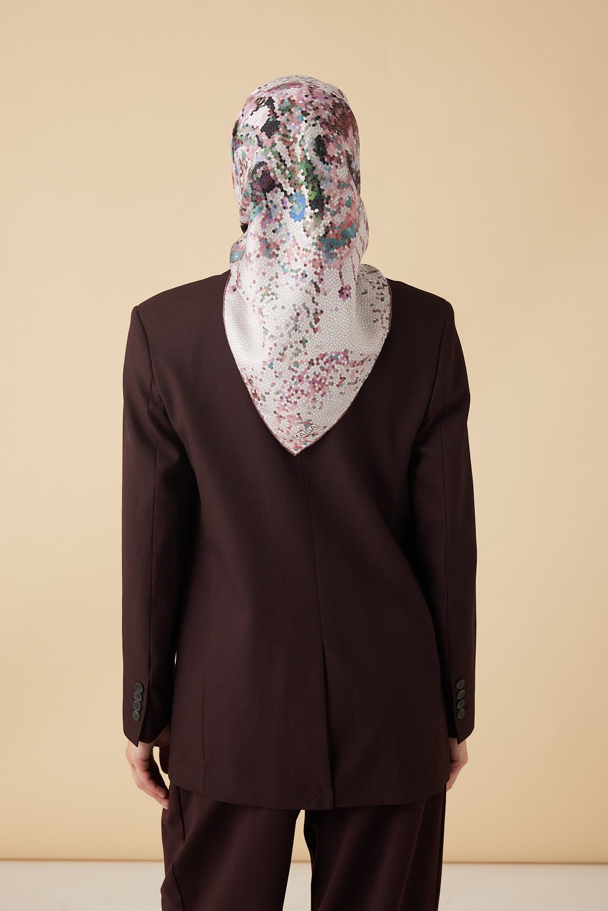 SU MASALI TİVİL İPEK EŞARP 90*90 CM - PEMBE