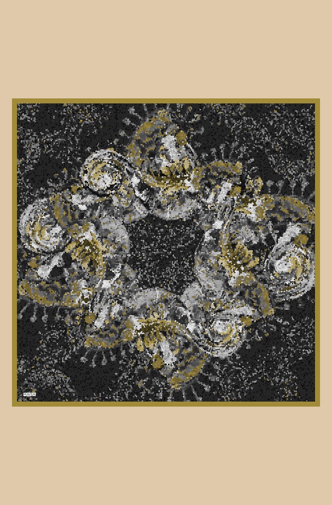 SU MASALI TİVİL İPEK EŞARP 90*90 CM - SİYAH