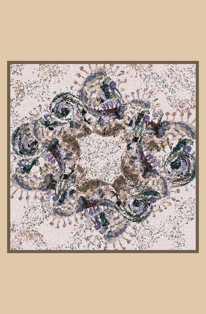 SU MASALI TİVİL İPEK EŞARP 90*90 CM - VİZON