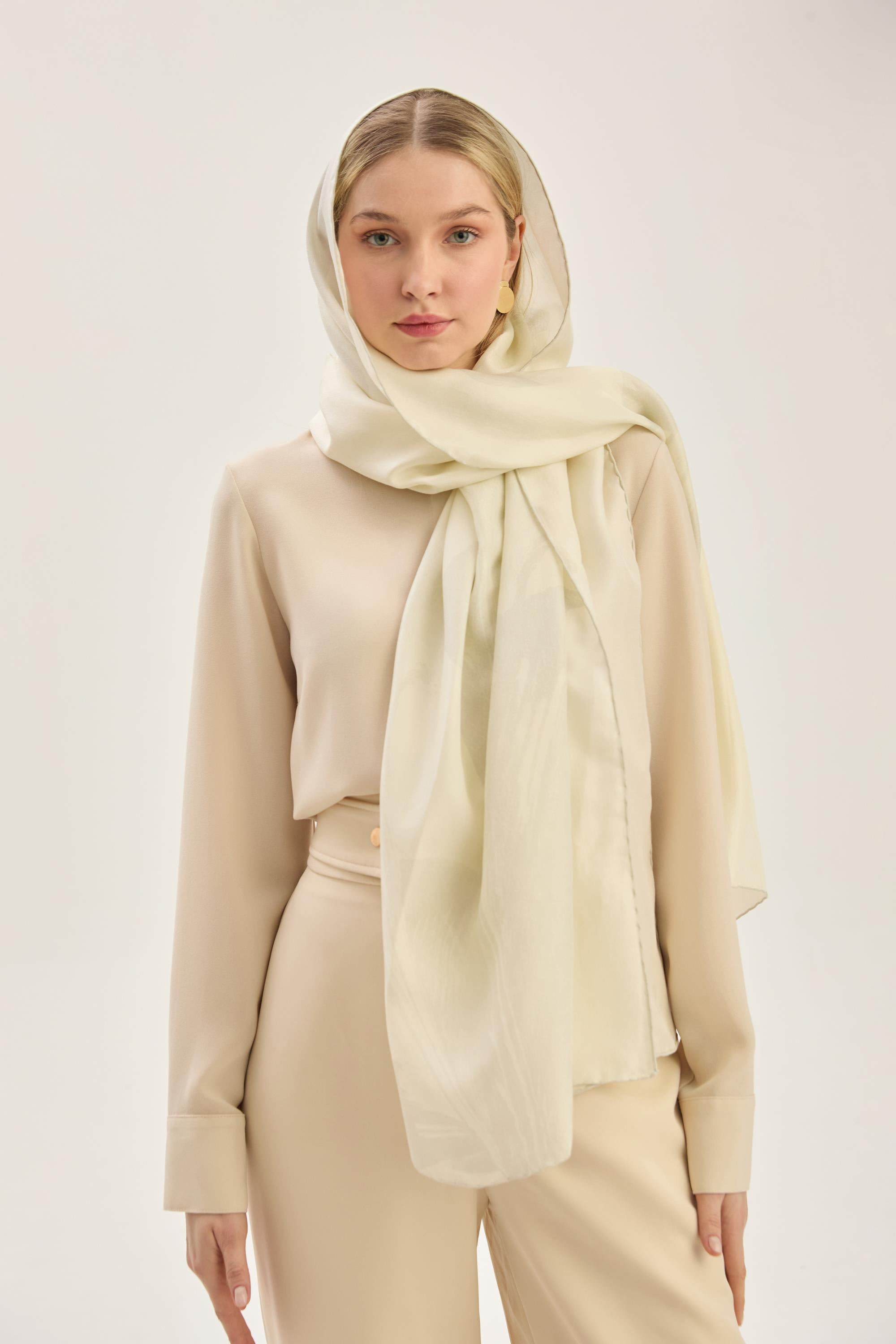 ŞULE PAMUK İPEK ŞAL 70*190 CM - KREM