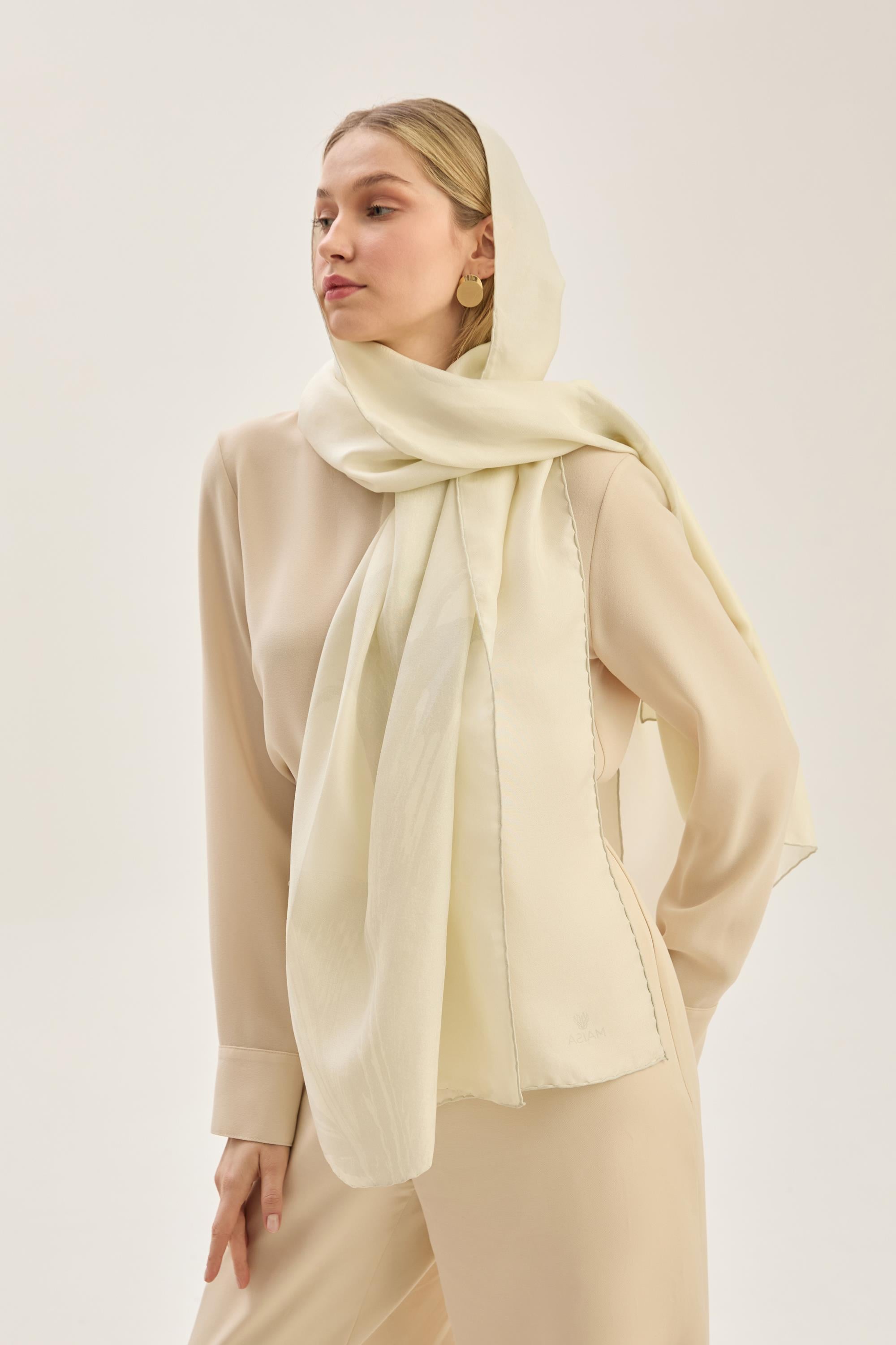 ŞULE PAMUK İPEK ŞAL 70*190 CM - KREM