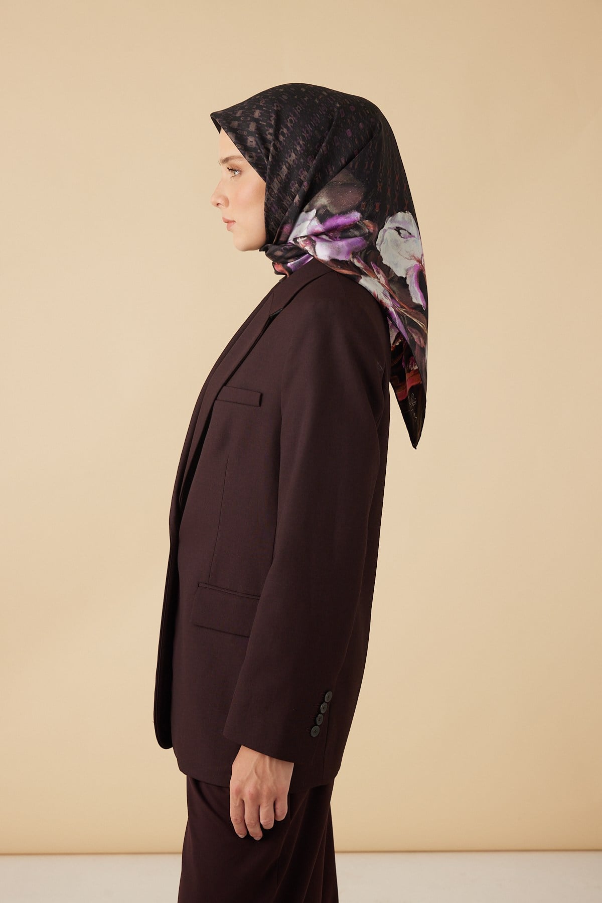 SUSEN TİVİL İPEK EŞARP 90*90 CM - BORDO